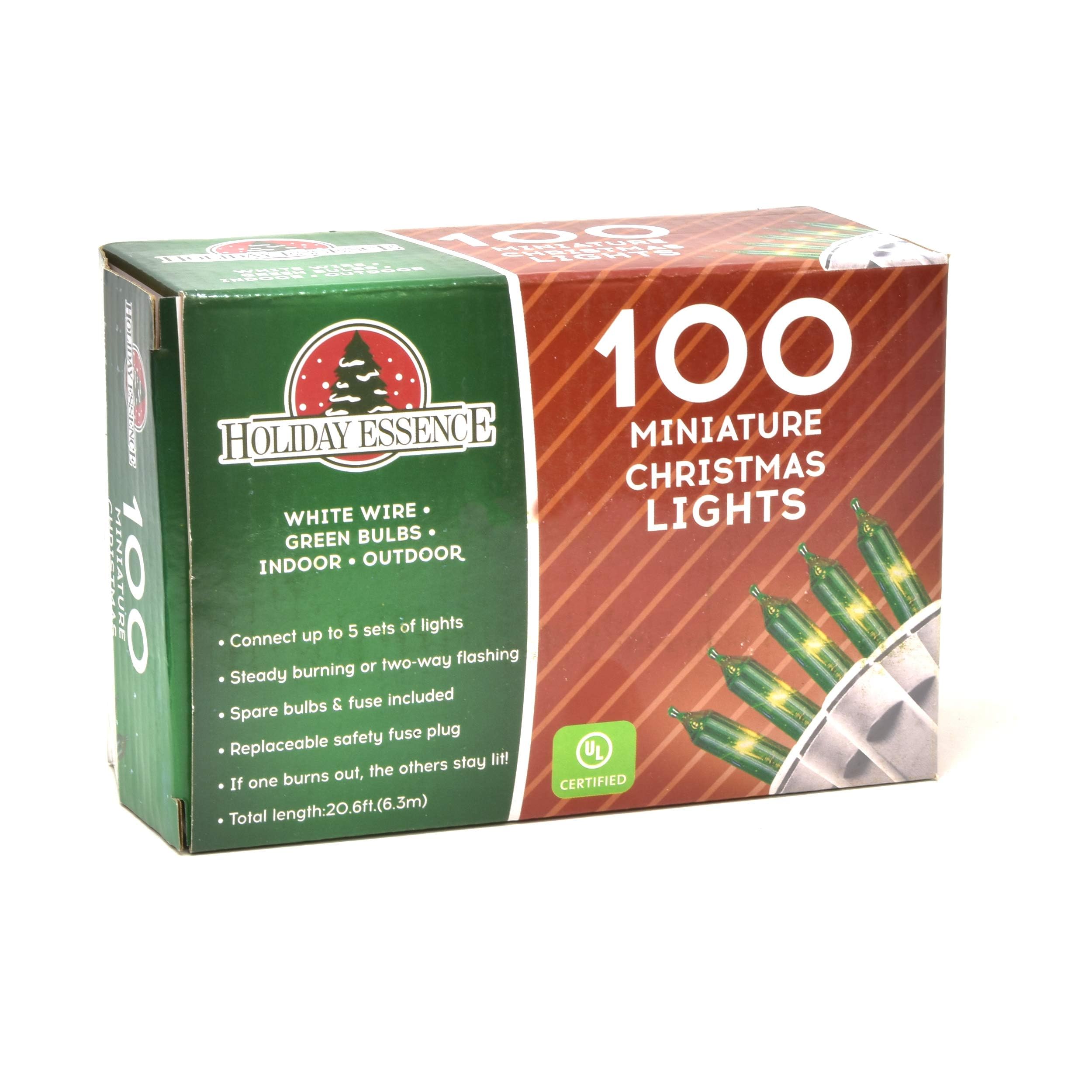 Holiday Essence 100 Green Christmas St. Patrick'S Day Light Set, 20.6 Feet White Wire Indoor Outdoor
