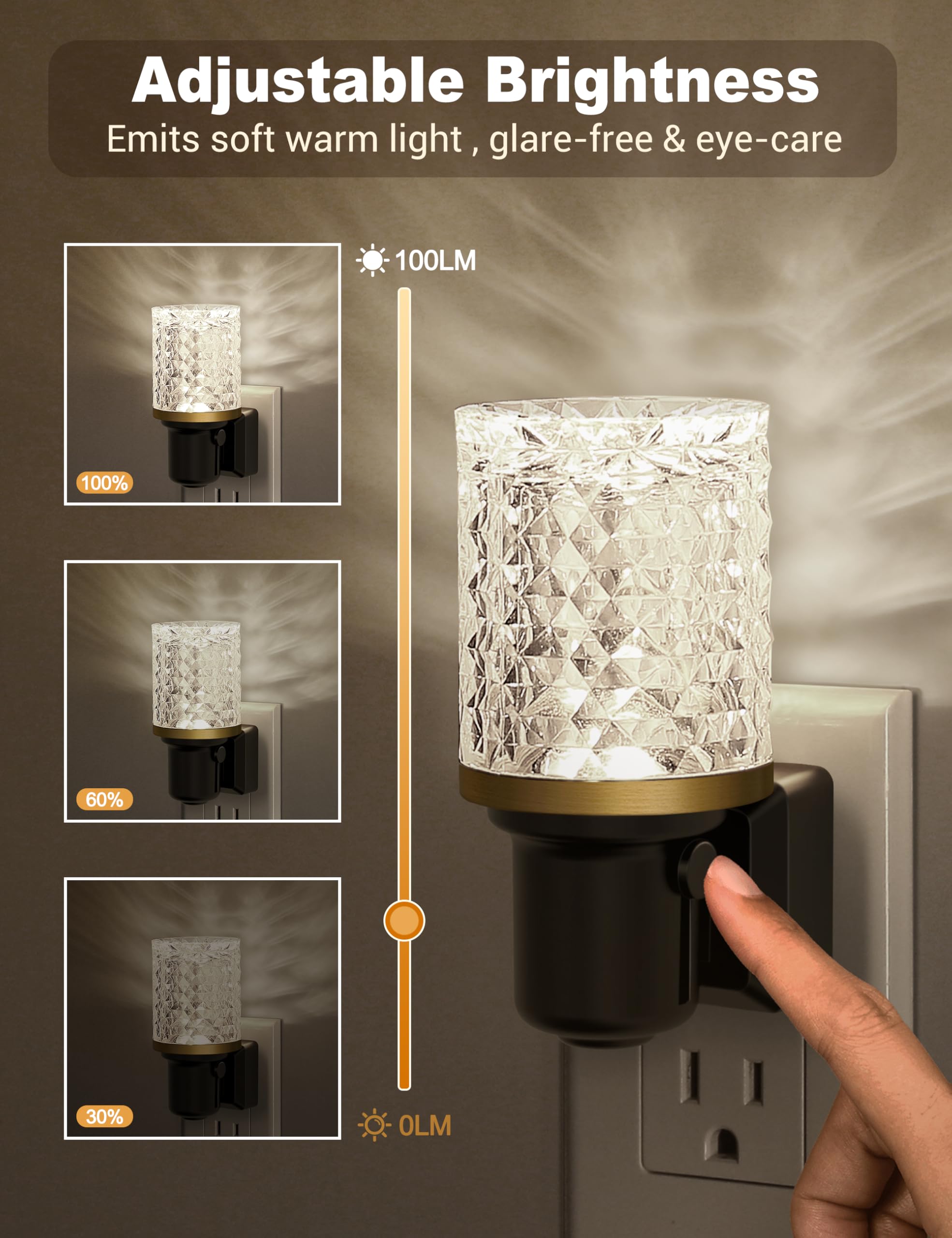 JandCase LED Night Light, Dimmable Wall Plug, Auto On/Off Sensor, 5000K White, 1 Pack, Model C-GY22003ZSUS