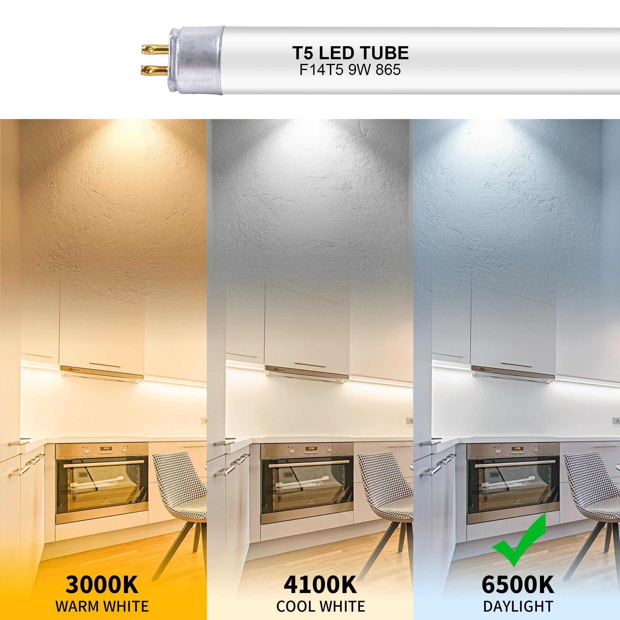 Wesome Lighting 22 Inch F14T5/Dl Led Replacement Bulbs, 6500K Daylight, T5 Led 9 Watts Replace Fluorescent Bulb With Led, Replac