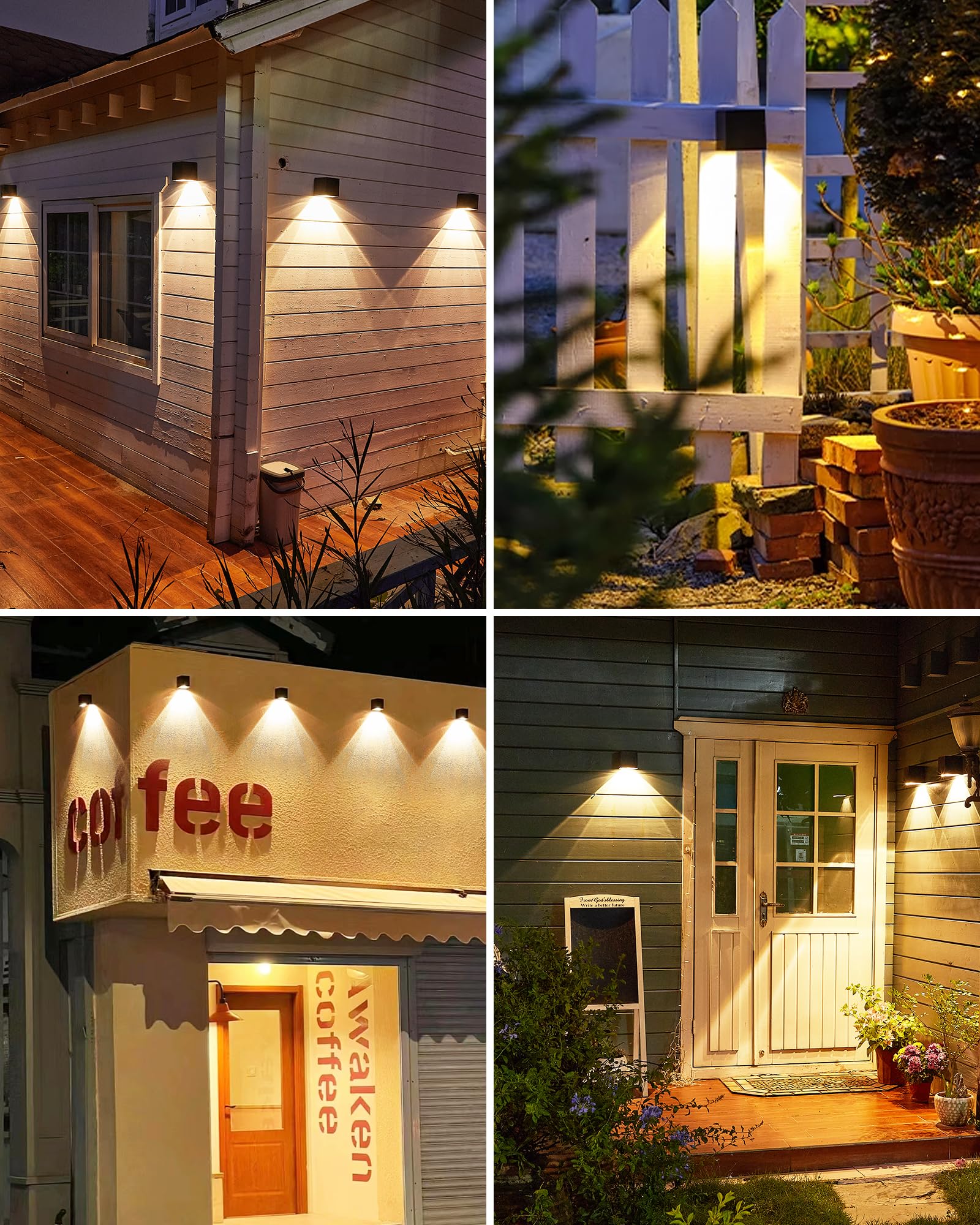 LUHLEE Solar Wall Lights - Modern IP65 Waterproof Sconce - 2Pack Black - Perfect for Outdoor House, Porch, Garden, Yard, Patio Decor