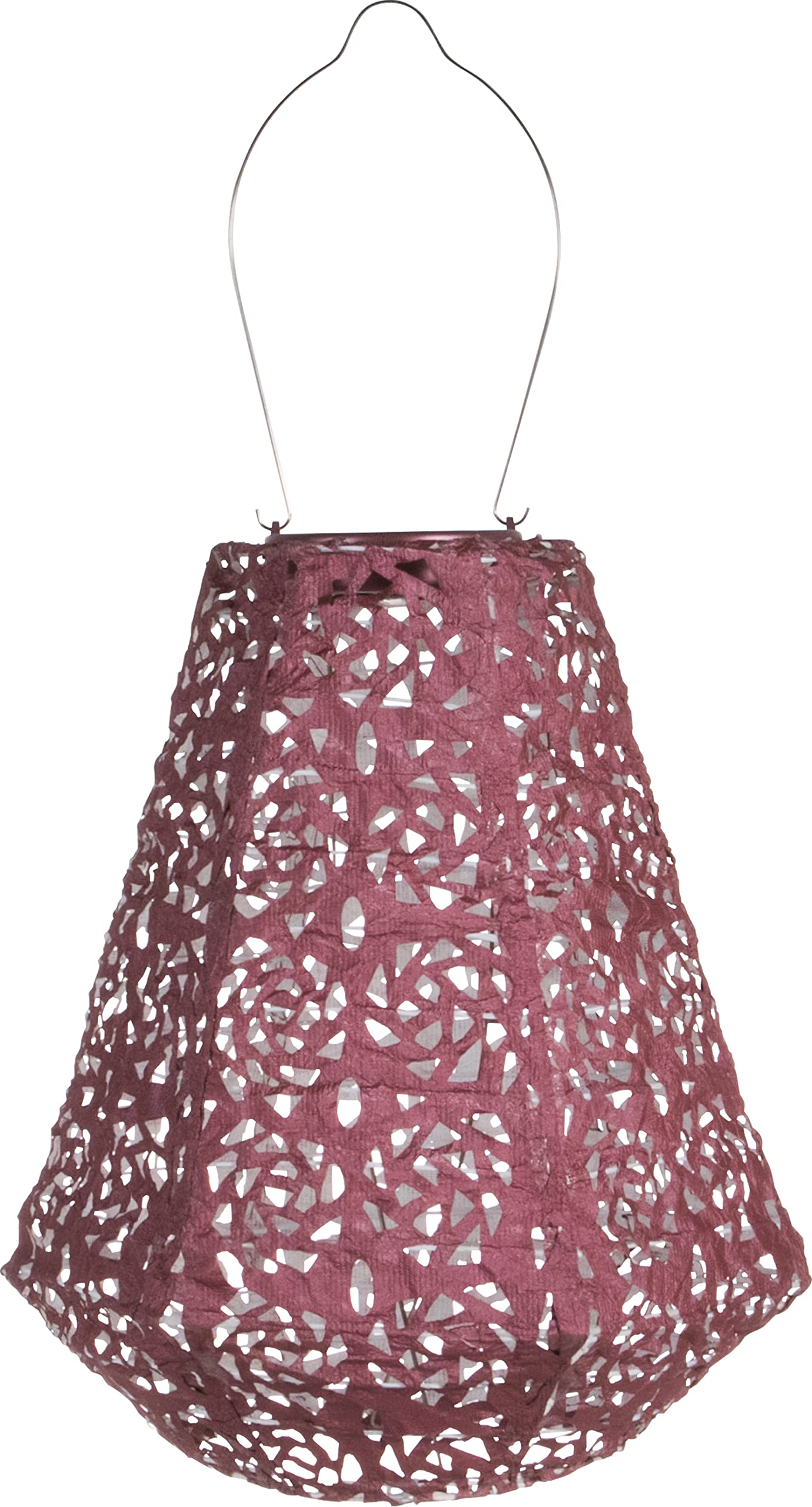 Allsop Outdoor Solar Lantern - 11in Soji Stella Prism - Metallic Orchid - Model 31839 - Stainless Steel