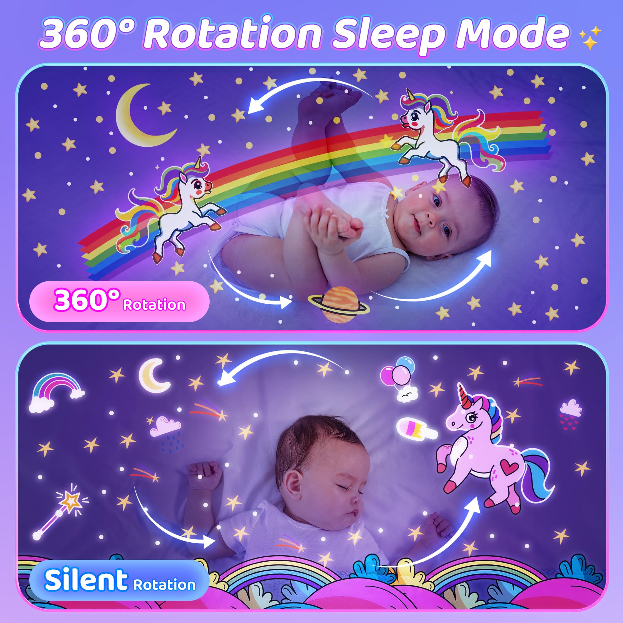 One Fire Night Light Projector for Kids, 15 Sounds & Films, Pink, Model WH-E11, Unicorn Design, Perfect Gift for Ages 1-5