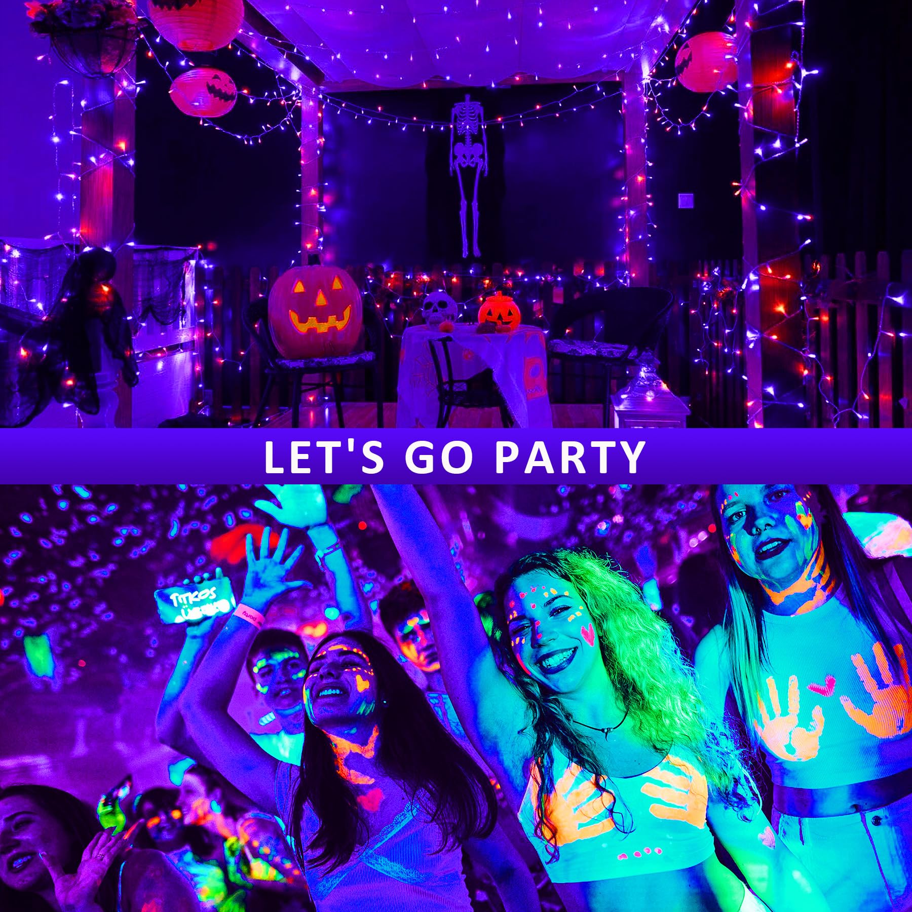 Crepow 30W Black Lights, 2 Pack Led Blacklight Flood Light With Plug, Ip66 Waterproof Black Lights For Glow Party, Glow In The D