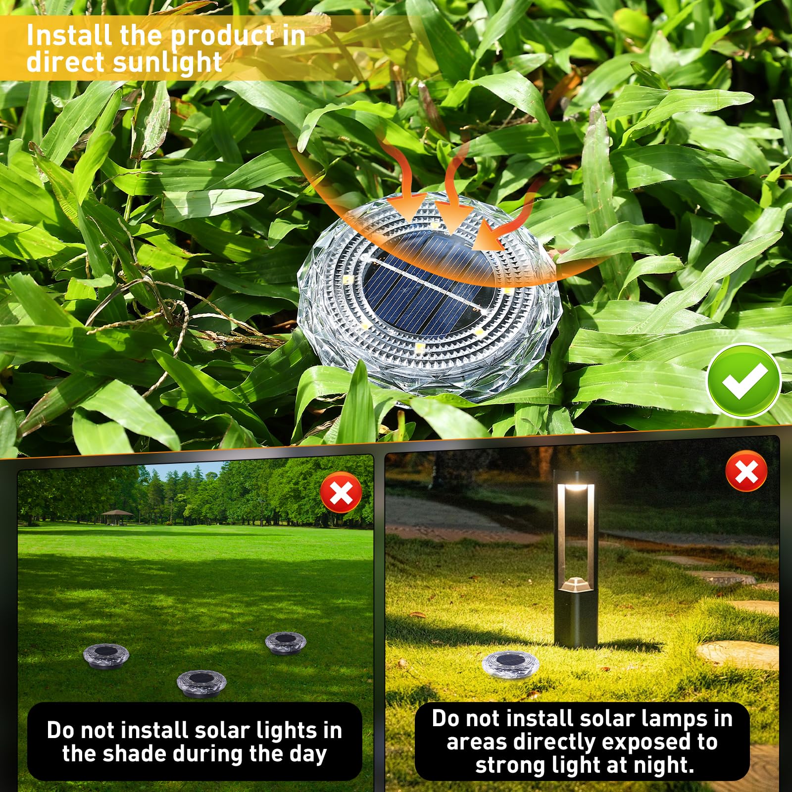 Fortulux Solar Ground Lights Solar Disc Light Outdoor Waterproof Landscape Lighting Garden Lights For Pathway  Yard  Deck  Lawn  Patio  Swimming Pool  Walkway(Warm  8Pack)