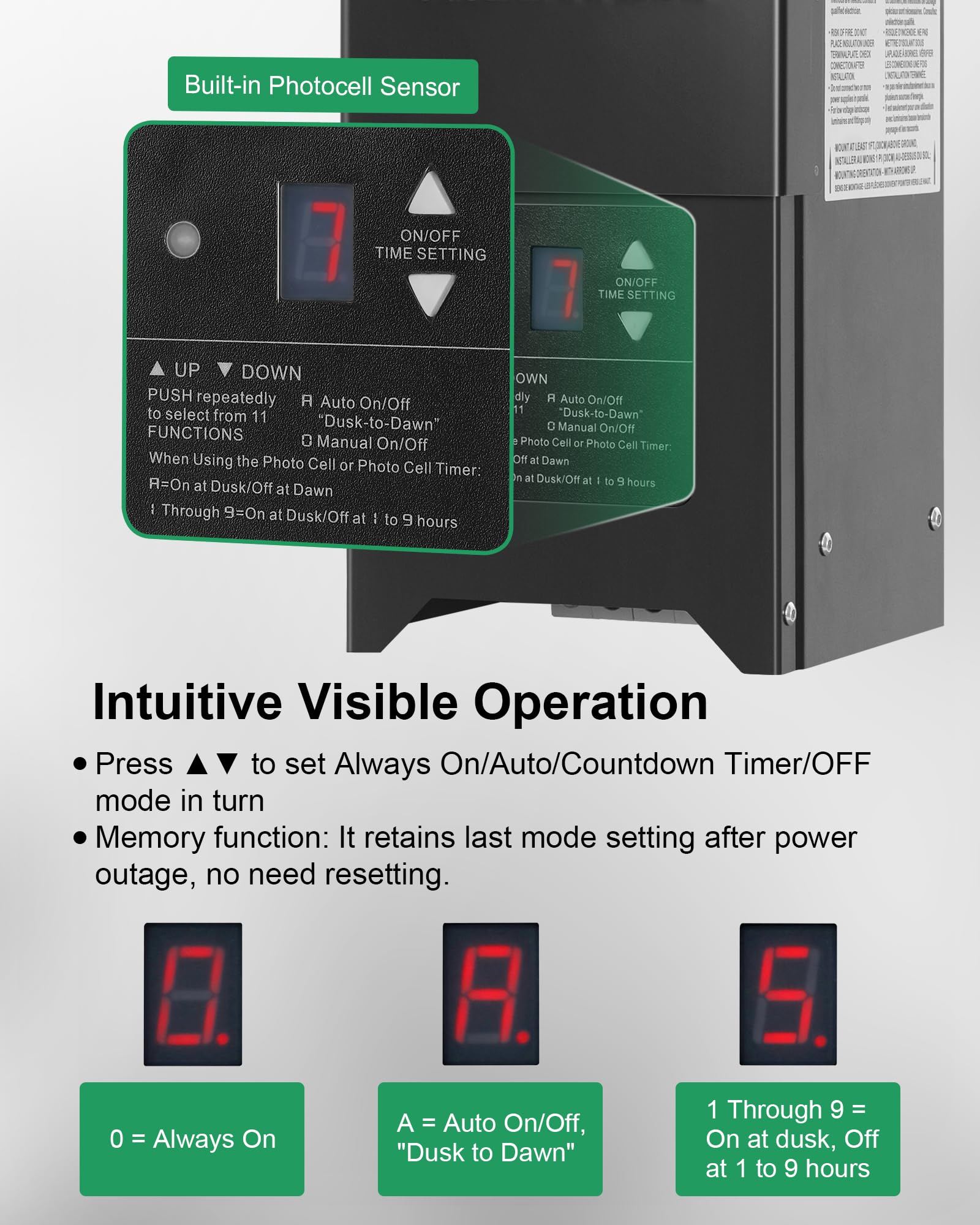 Treewell 300W Low Voltage Landscape Transformer, Waterproof Black Stainless Steel, with Photocell Sensor & Timer, ETL Listed