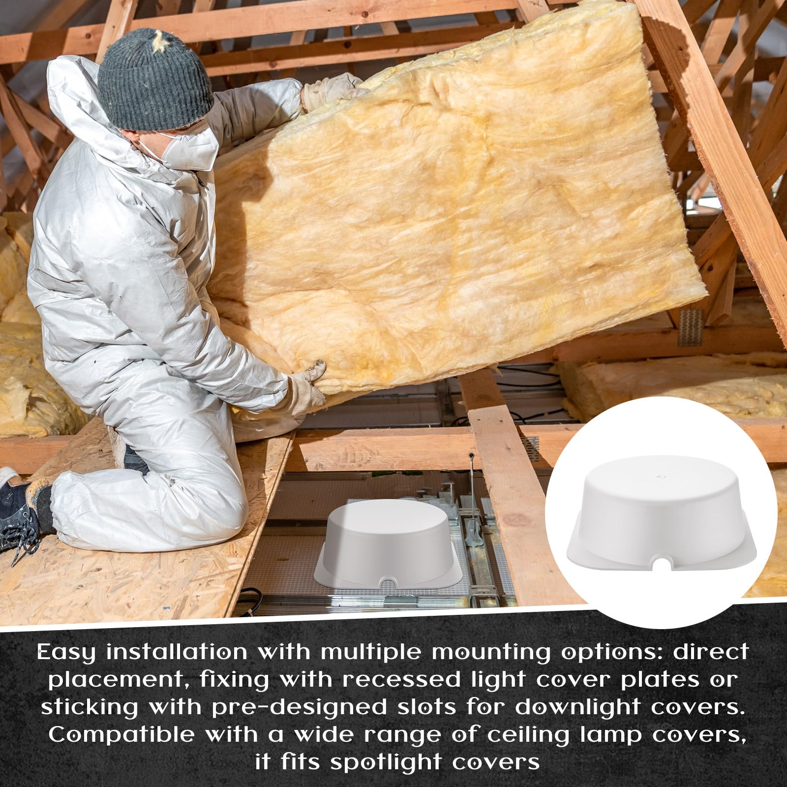 Tuanse 5 Pcs Recessed Light Cover For 6 Inch Lighting Fixtures 8.6 X 8.6 X 2.9 Inch Fire-Resistant And Energy-Saving Light Insulation Protect Cover For Attic (Beige)