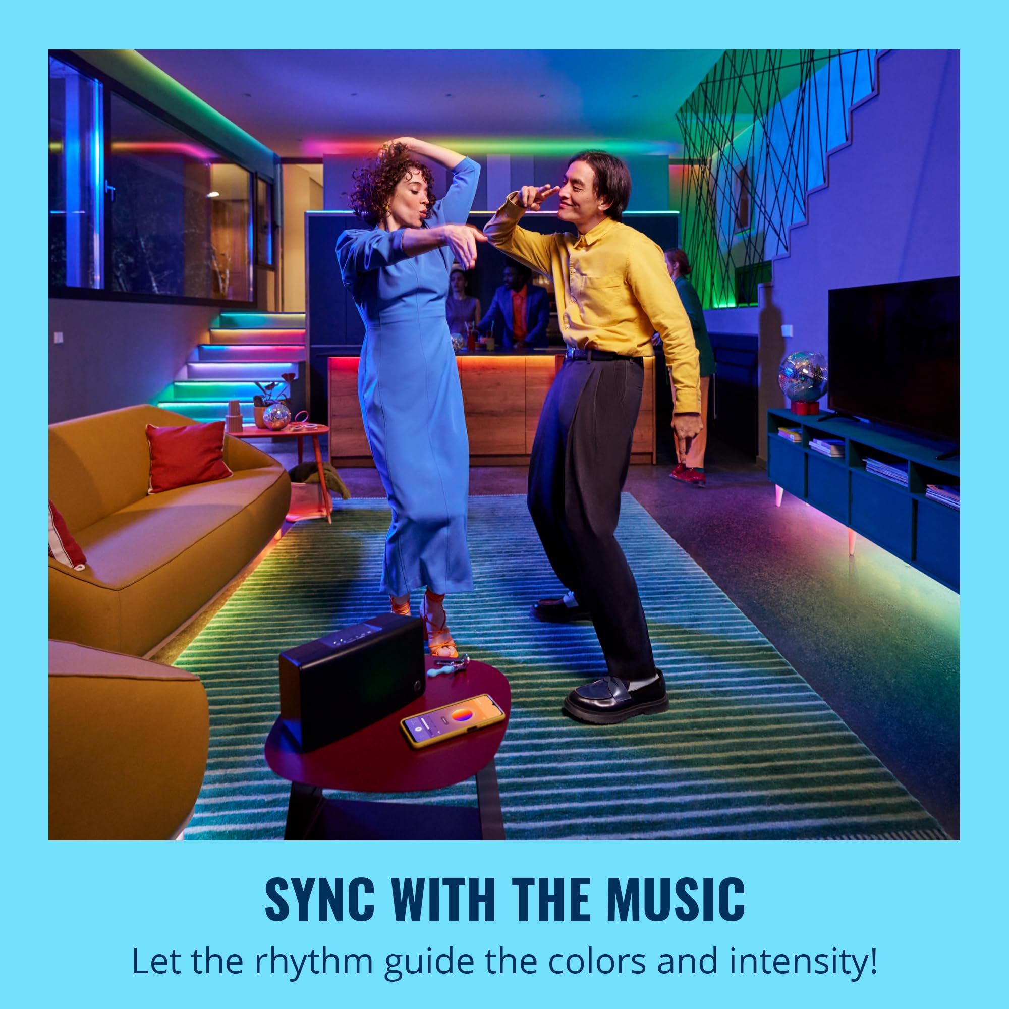 WiZ Connected LED Light Strip - 32.8 ft RGBIC Color-Changing, Voice/App Control, Works with Google Home, Alexa, HomeKit, Model 605584