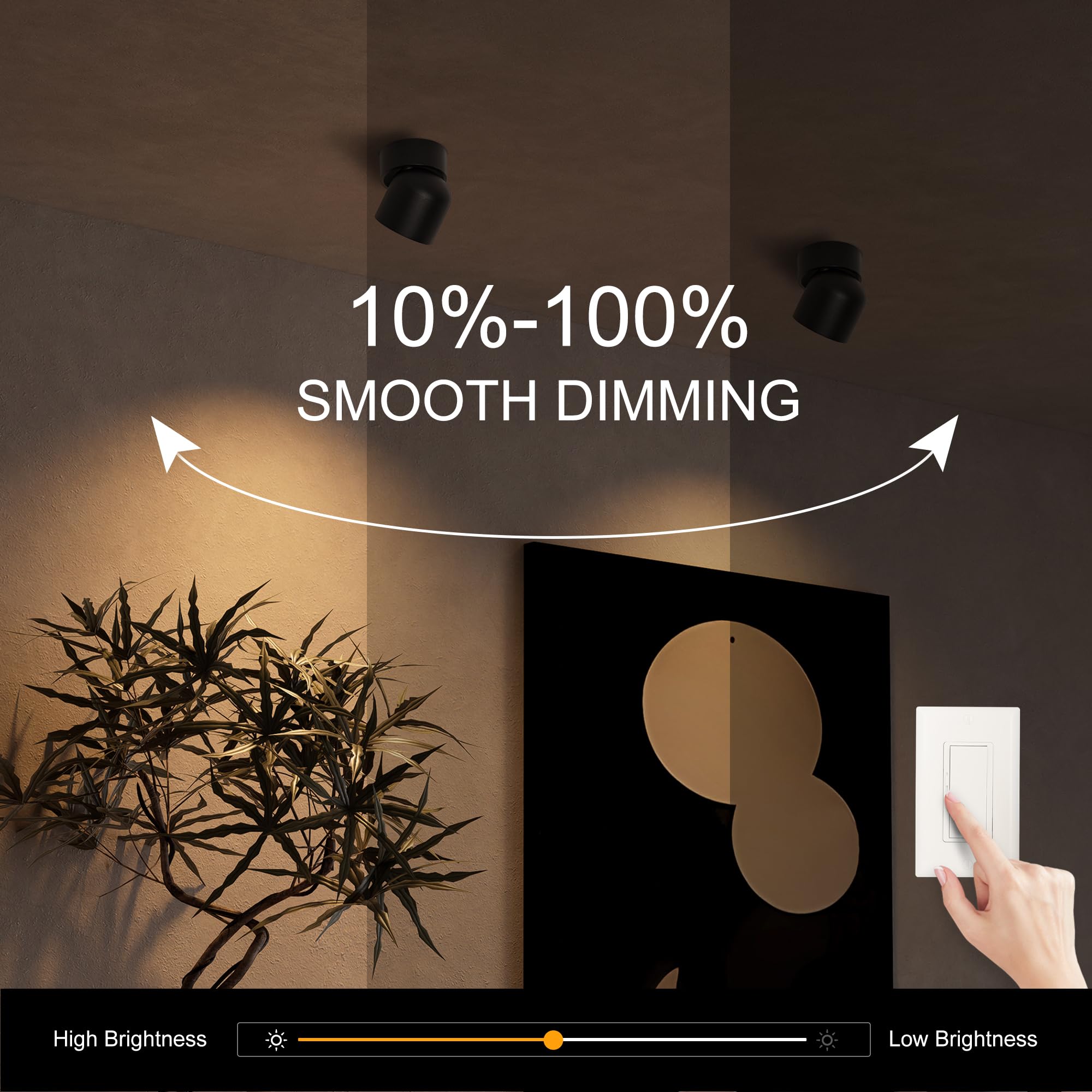 Aisilan Ceiling Spot Lights Indoor  15W Modern Led Spotlight 350 Directional Accent Lighting  Dimmabel Spotlight Fixtures For Picture Panting Living Room Bedroom Mural 3000K  Cri 97  Black