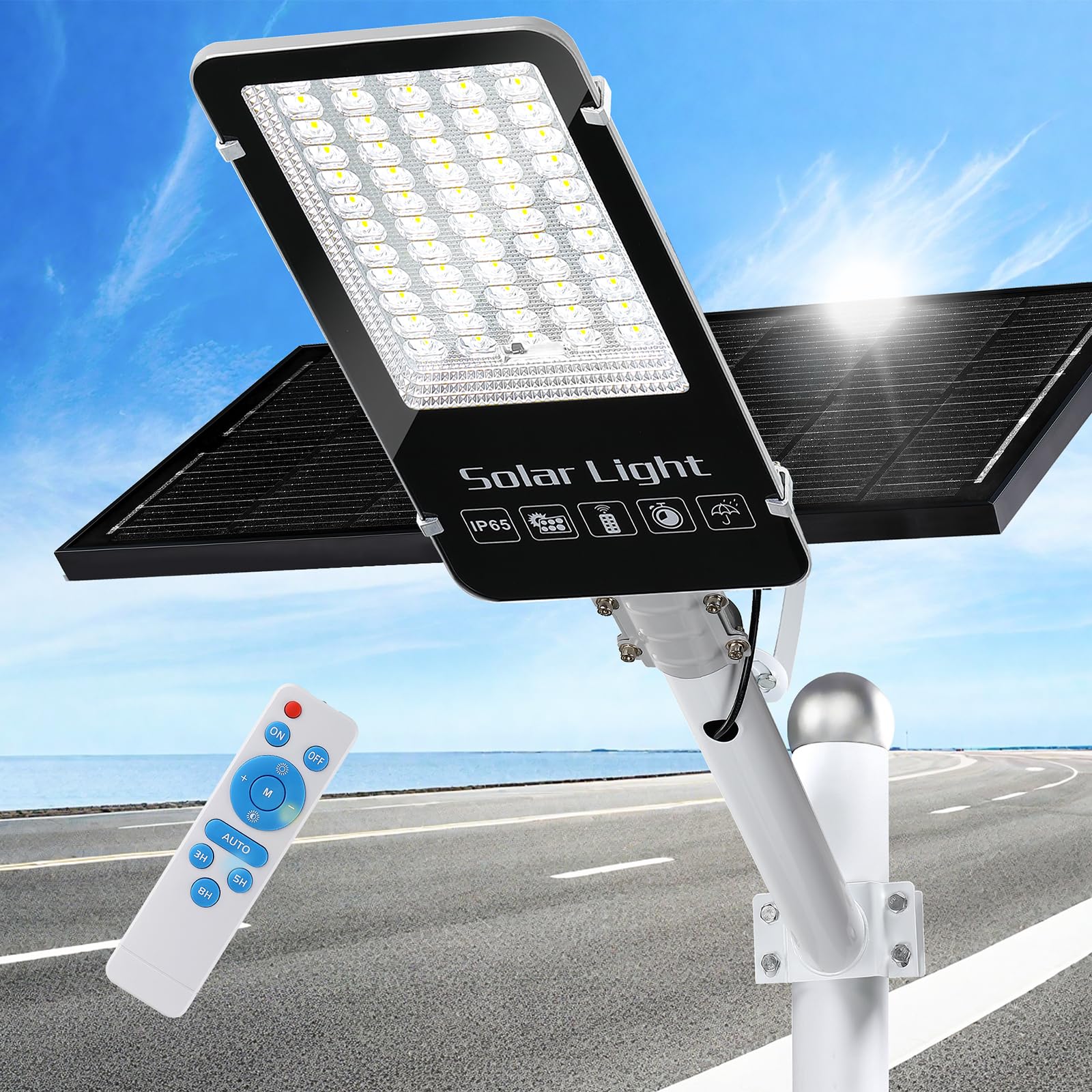 JWT 12000W Solar Street Lights Outdoor,6500K Solar Parking Lot Light Commercial Dusk to Dawn, Heavy Duty Split Type Solar Lights