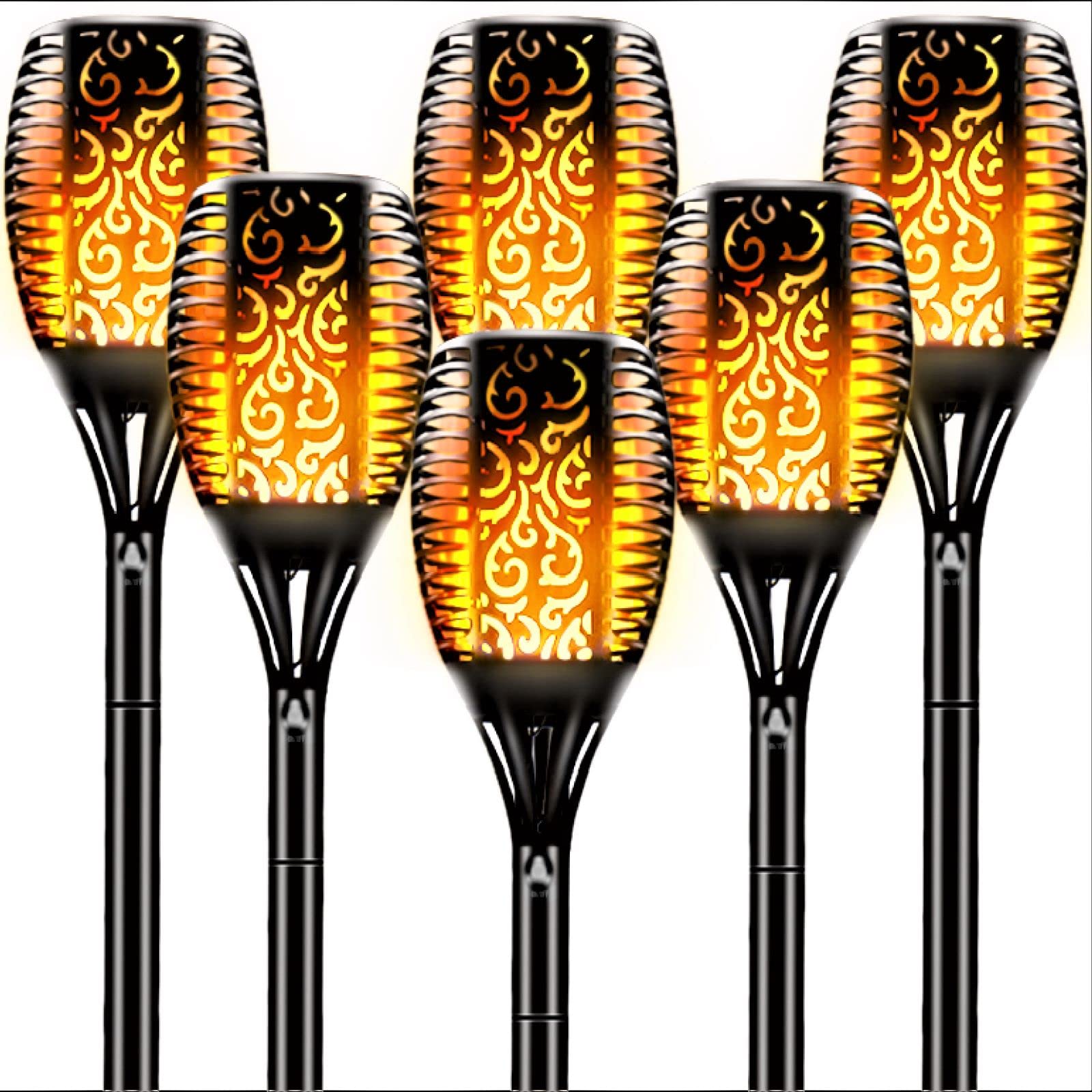 Maksone 6 Pack Solar Led Torches - Waterproof Flickering Flame Lights For Outdoor Decor