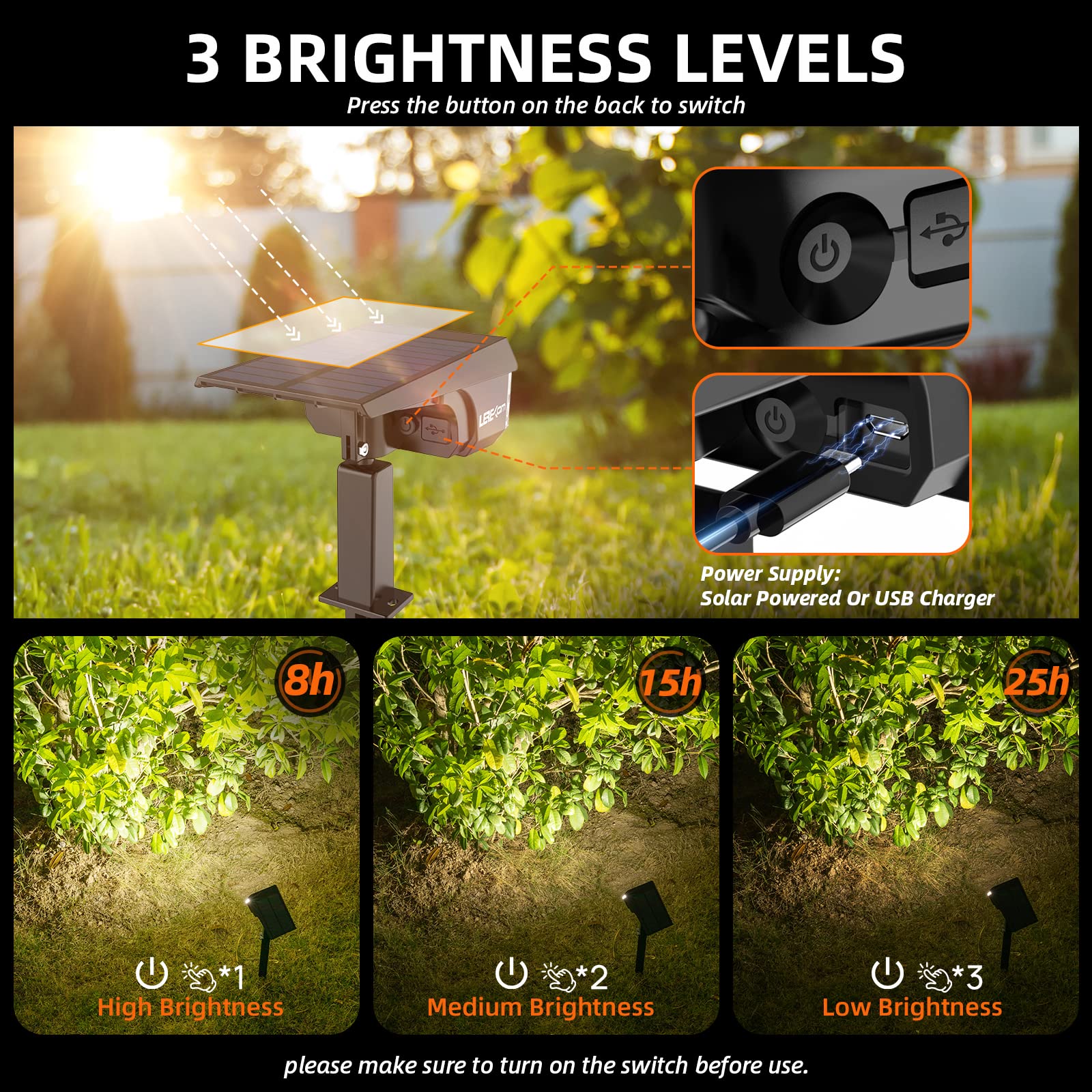 LEREKAM Solar Spot Lights Outdoor, 40 LEDs, Waterproof, 3 Light Modes, 8 Pack, Cool White, Model: Outdoor-Spotlights-C2