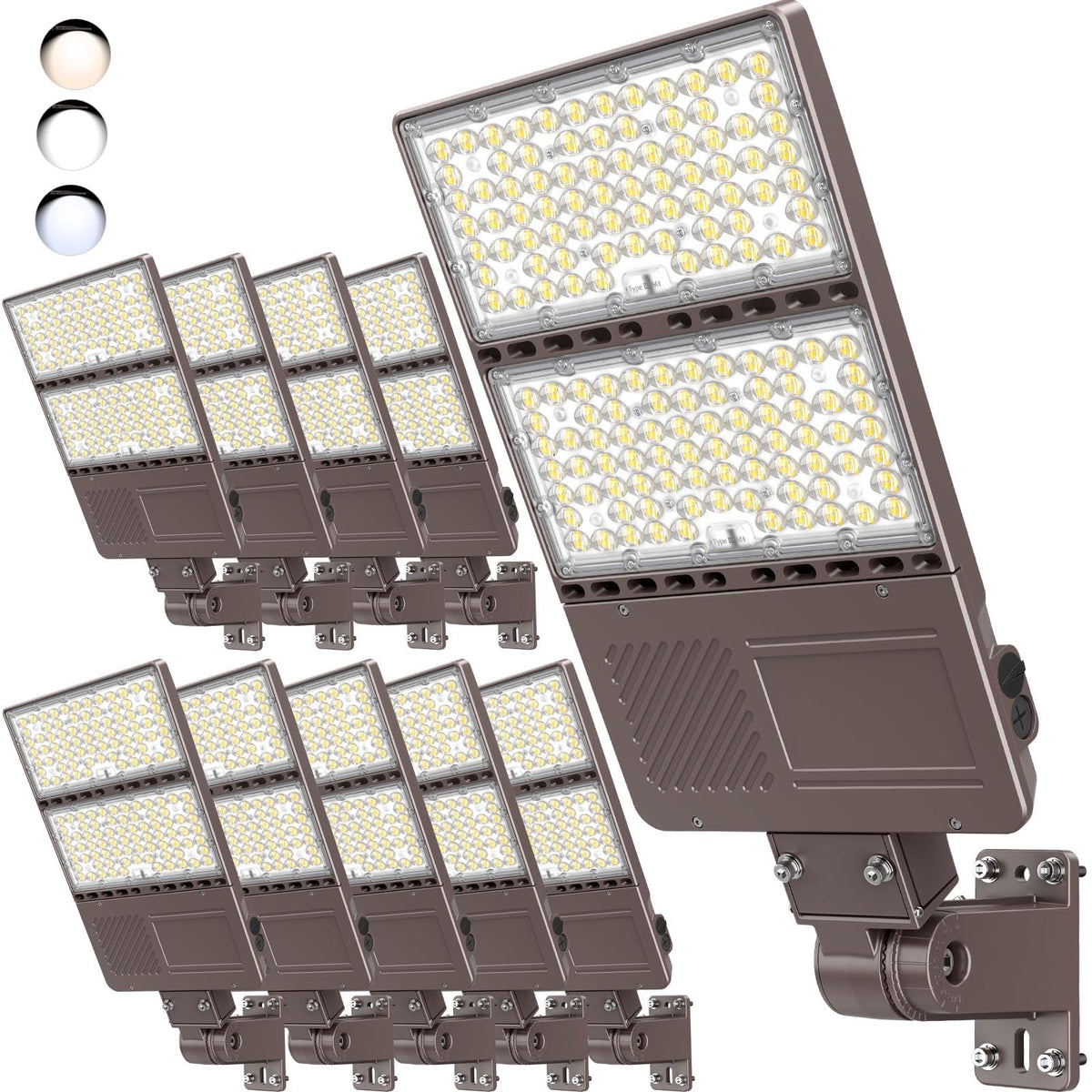 OPENLUX LED Parking Lot Light 320W 256W 192W Adjustable 4500K 5000K 5700K Tunable Up to 48000LM Photocell LED Shoebox Pole Light