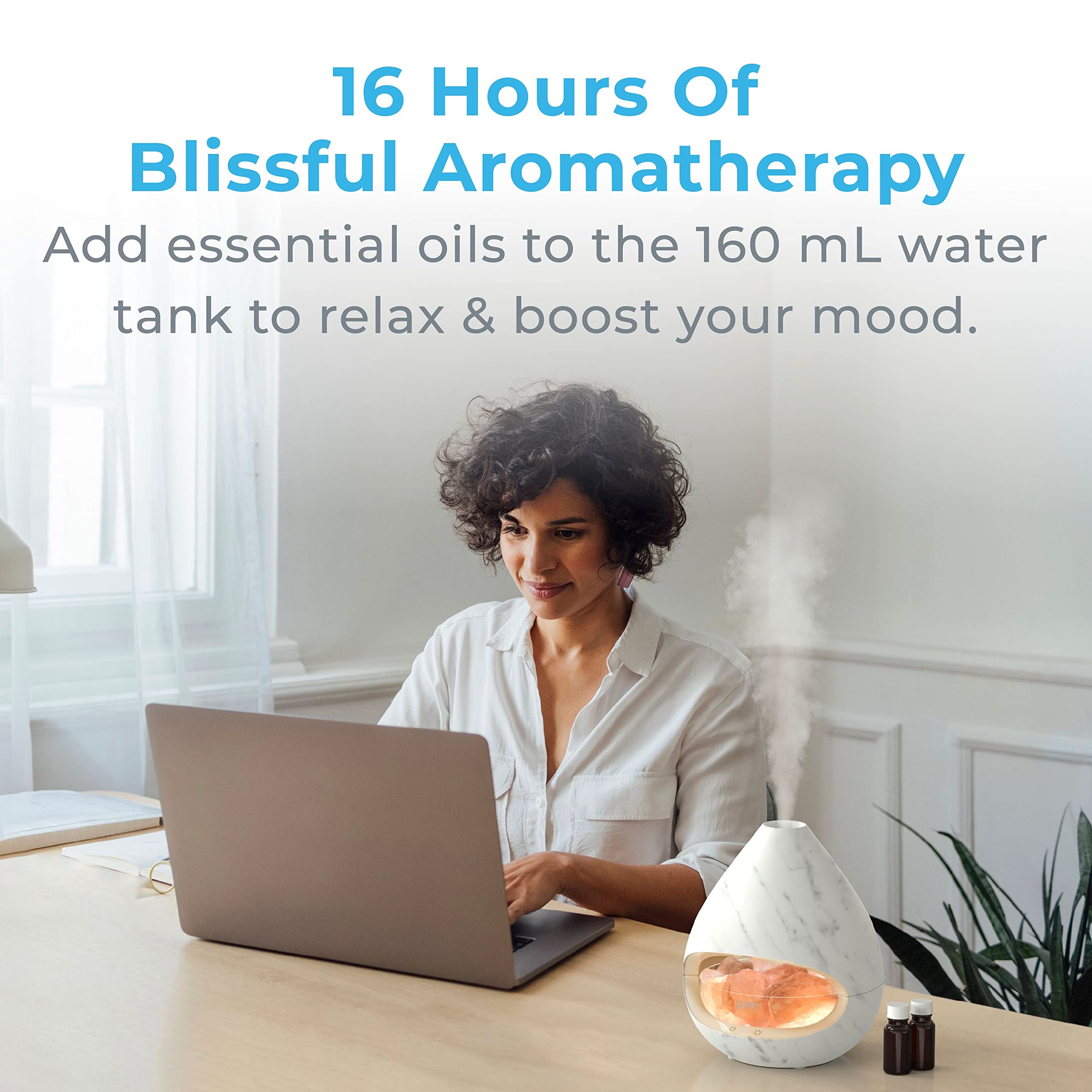 Pure Enrichment Pureglow Crystal - 2-In-1 Himalayan Salt Lamp & Ultrasonic Essential Oil Diffuser, Original Salt Therapy Lamp, 1