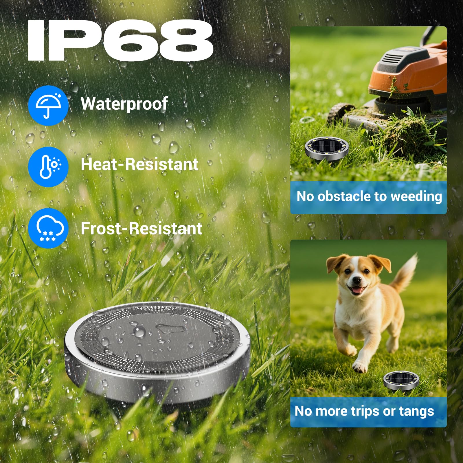 Peasur Mini Solar Ground Lights, 4 Pack, IP68 Waterproof, Cool White, Model PMSGL-001