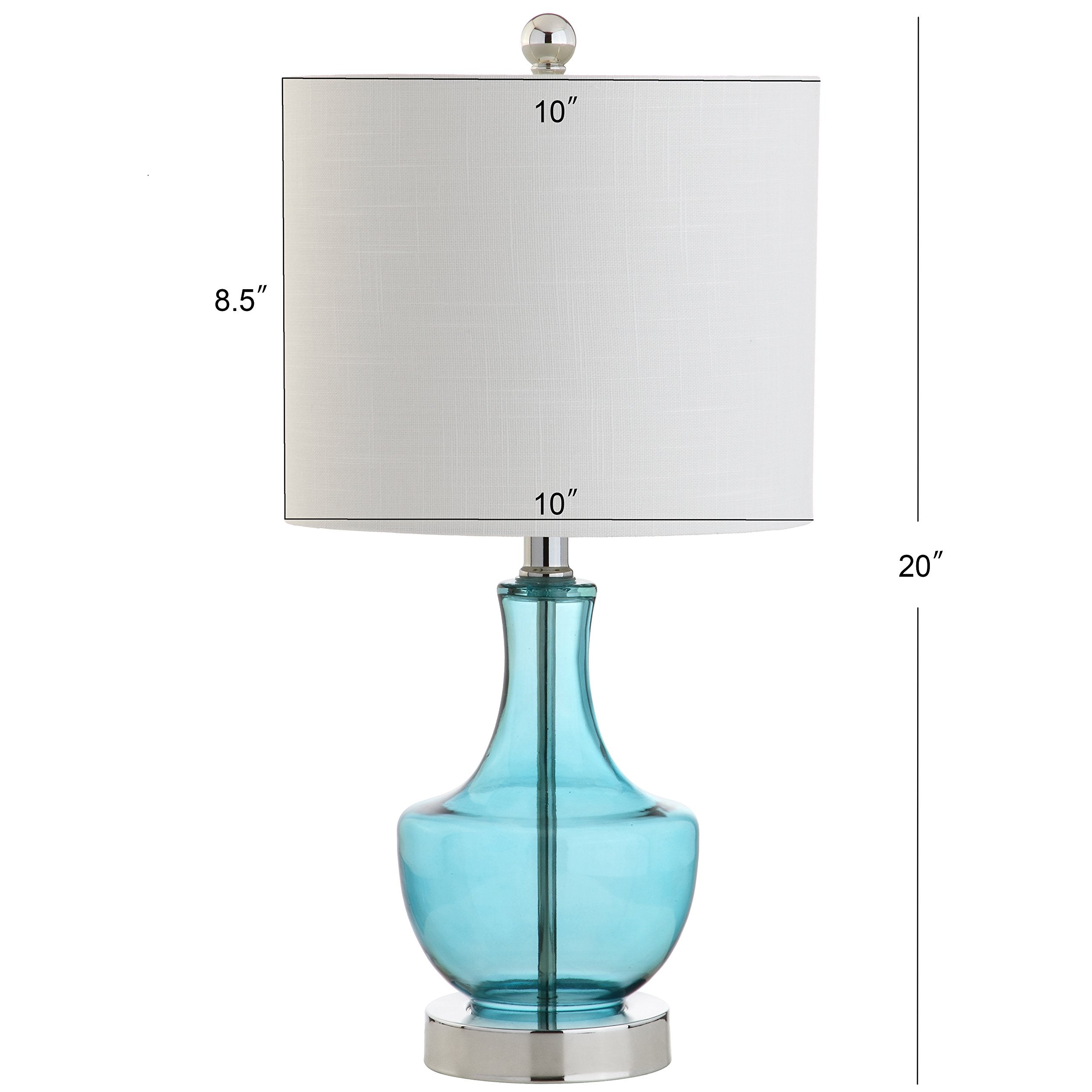 JONATHAN Y Colette 20in Mini Glass LED Table Lamp, 1 Bulb, Amalfi Blue, Model JYL1029C, Transitional Glam Design for Home or Office