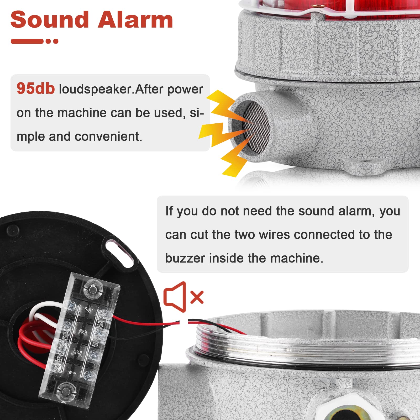 Saladulce Industrial Led Warning Light Explosion Proof Alarm Siren 110Db Rotating Light Bulb Siren Safe Flashing Strobe Light Red For Workshop Mine Underground Tunnel (110V)