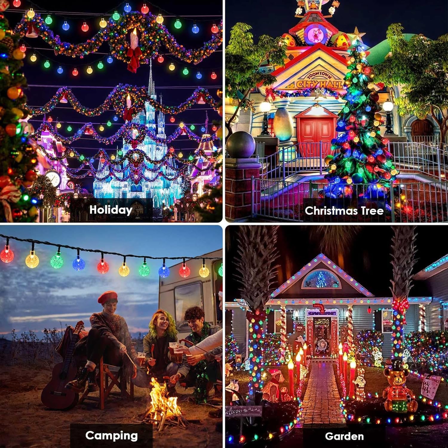 Multicolor 2-Pack 100 Led 64Ft Crystal Globe Solar String Lights Outdoor, Waterproof Pastel Easter Lights With 8 Lighting Modes,