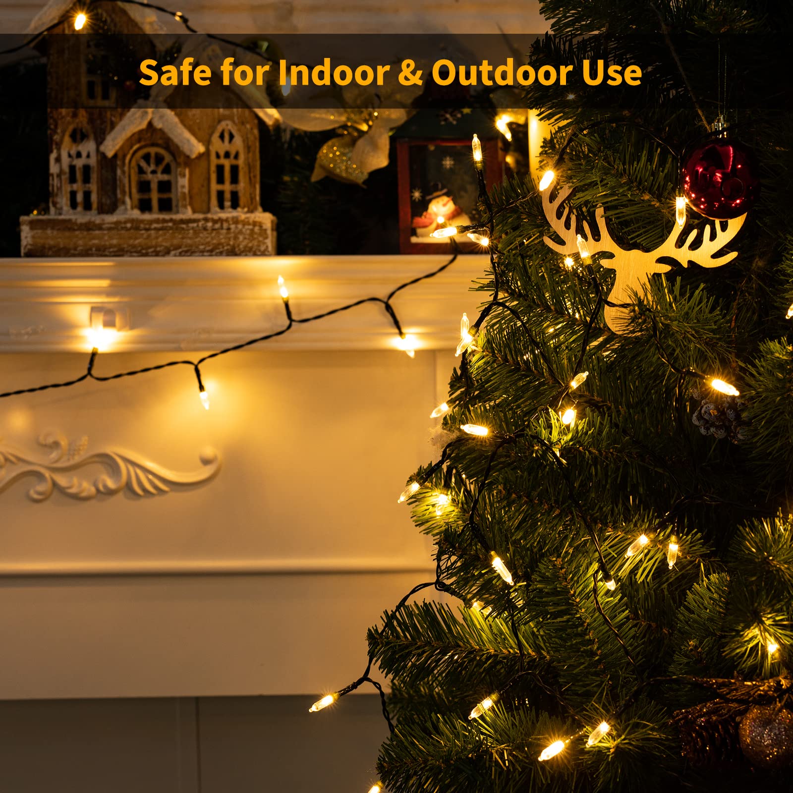 Brightown LED String Lights - 20 LEDs, 4 Pack, Warm White, Battery Powered, Indoor/Outdoor Holiday Decorations