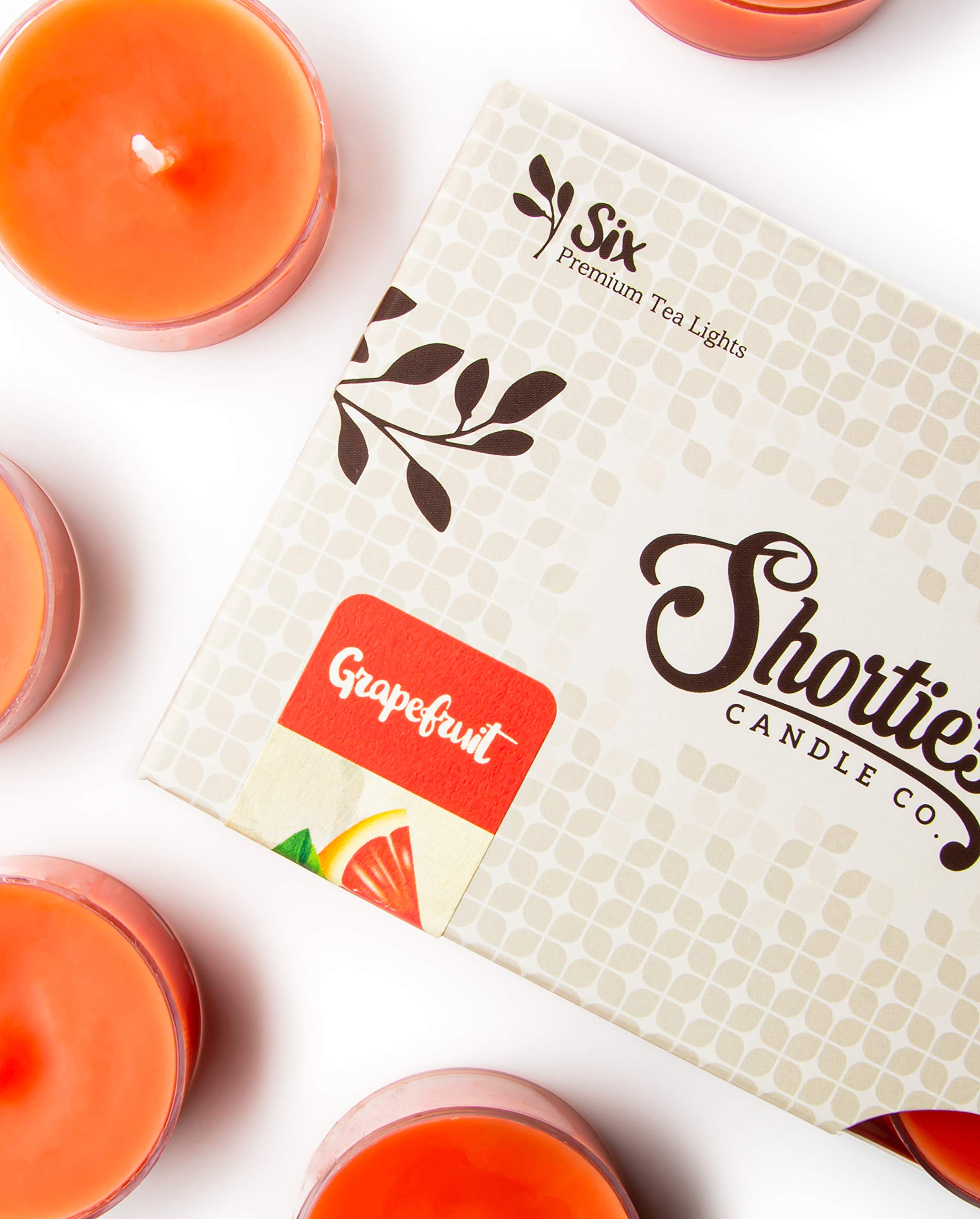 Grapefruit Premium Tealight Candles - Highly Scented With Essential Oils - 6 Pink Tea Lights - Beautiful Candlelight - Made In T