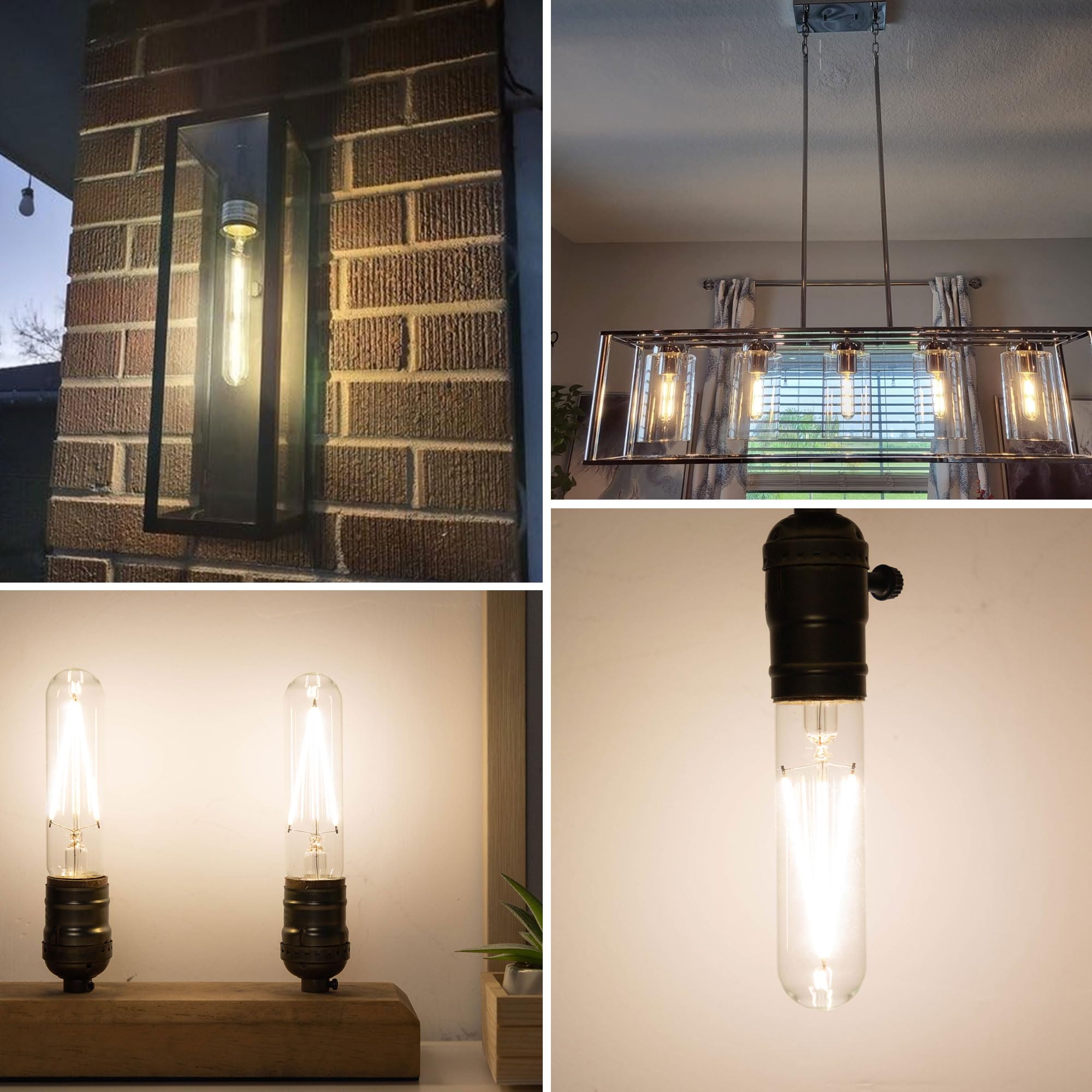 PADMO LUDAZ Dimmable T10 LED Bulbs 4W (40W Equivalent) Pack of 2 Neutral White 4000K Glass