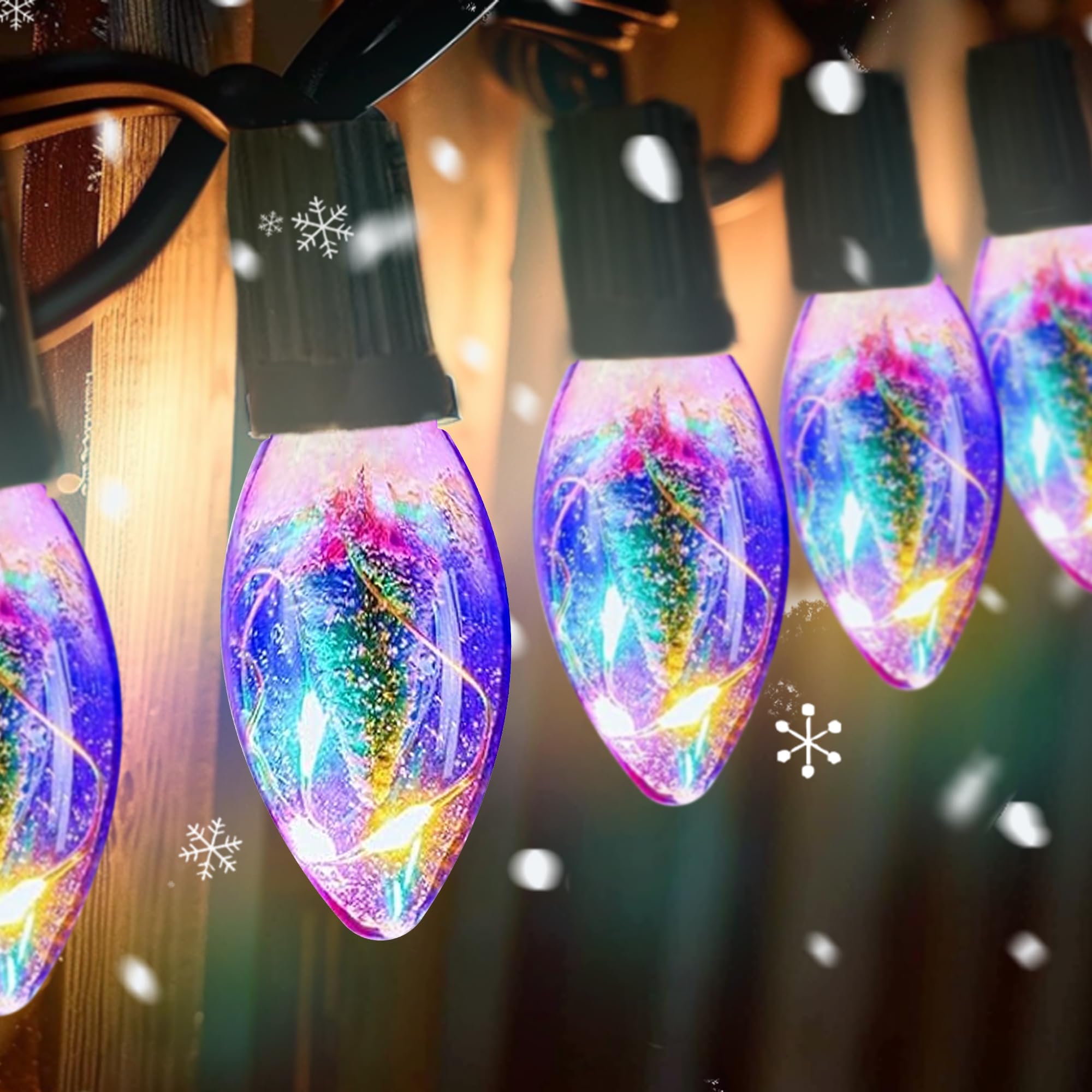 Ajoniam Upgraded 45Ft C9 Christmas Pathway Lights Outdoor, 40 C9 Led Bulbs With Stakes, Extendable Waterproof Christmas Lights F