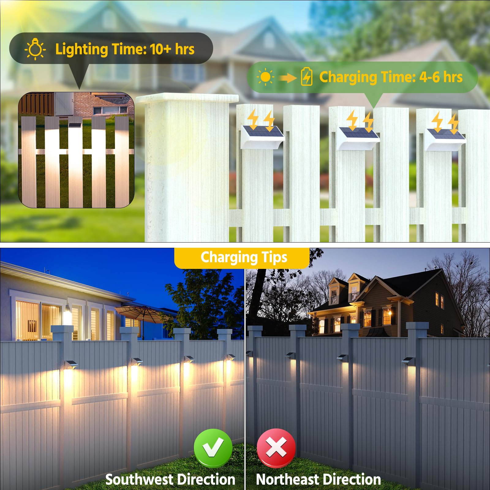 Niorsun Fence Solar Lights Outdoor,Solar Lights Fence With Warm White/Cool White/Rgb Mode,Bigger Size And Brighter 1500Mah,Fence