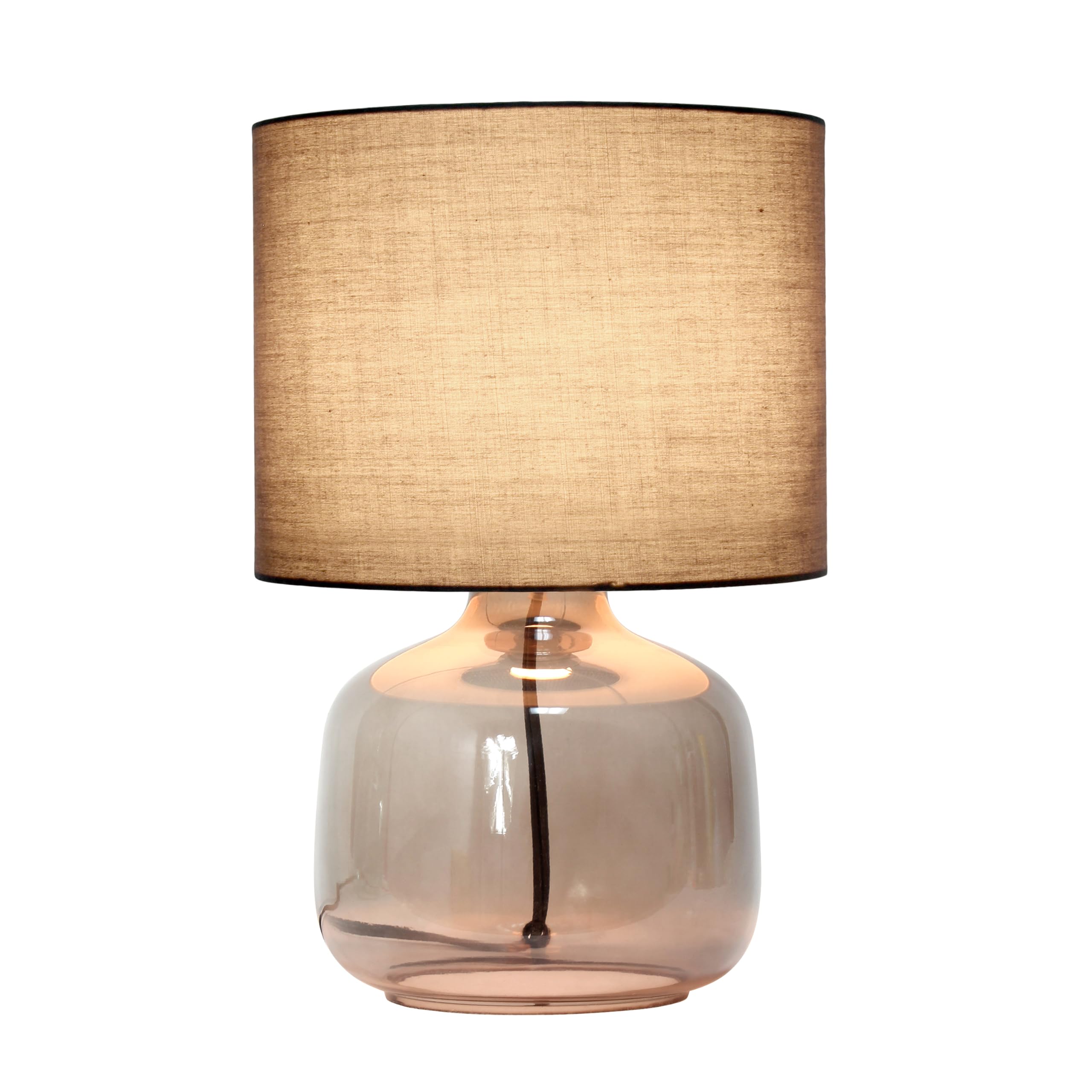 Simple Designs Lt1211-Smg 13.75'' Contemporary Glass Table Lamp, Smoke Gray With Gray Shade