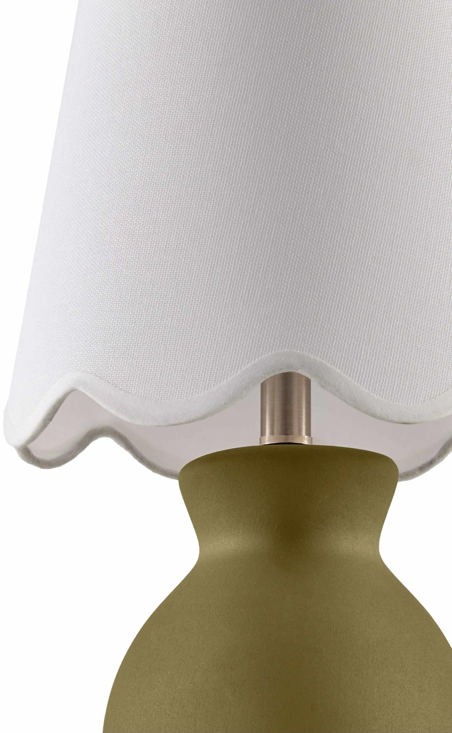 BoutiqueRugs Ceramic Bedside Table Lamp - Boho Design, 15in H, Green & White, Model SPXZVD5