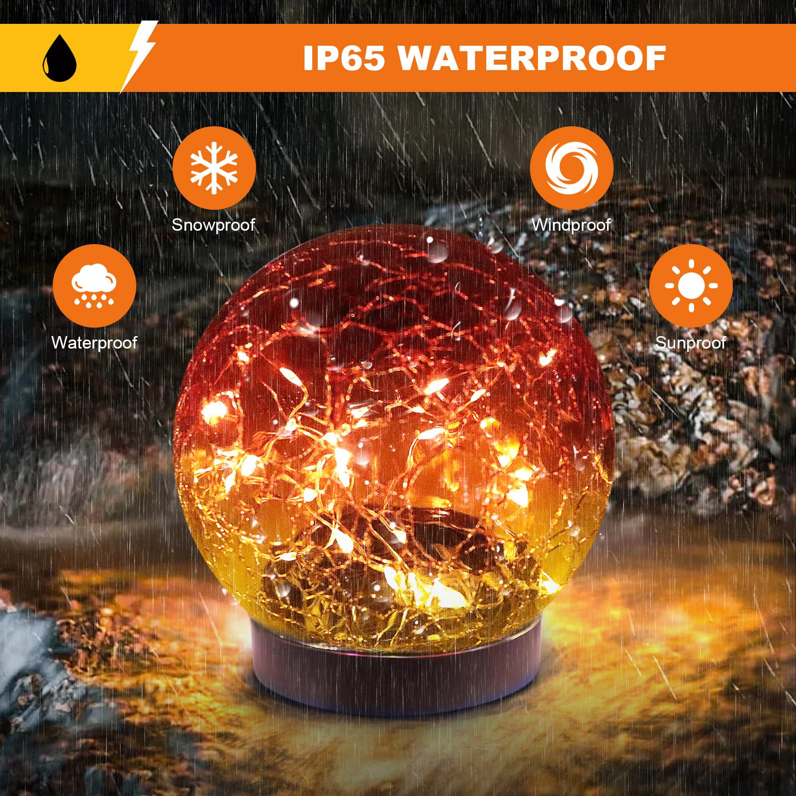 Mlknk Solar Globe Lights Outdoor Waterproof-Solar Balls-Solar Garden Lights-Orbs For Outside 4 Pack Cracked Glass Ball For Lawn