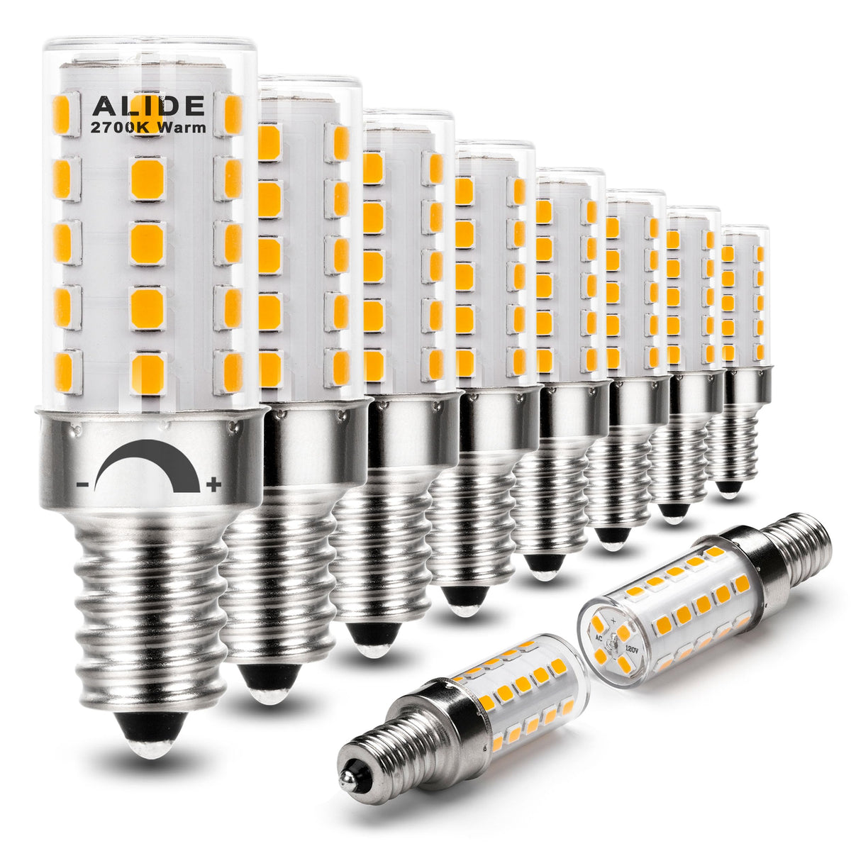 Alide E12 Dimmable Led Bulb 5W C7 Light Bulb,Replace 40W E12 Halogen Equivalent,Warm White 2700K T6 Base 110V 120V E12 Led Cande