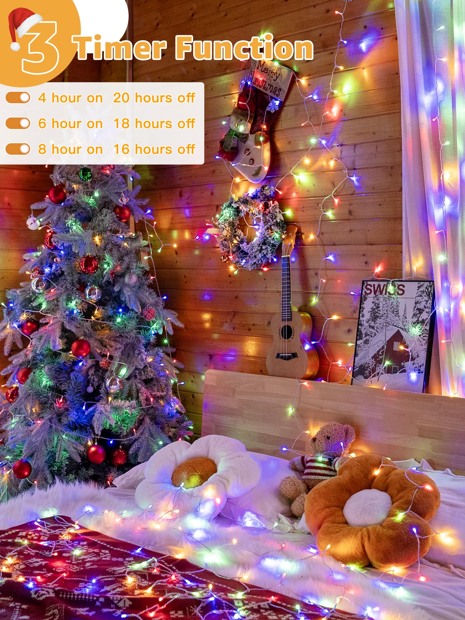 Guhope Christmas Lights 1200Led 196Ft, Waterproof Outdoor String Lights With Remote And Timer, 8 Modes Dimmable Fairy Lights For