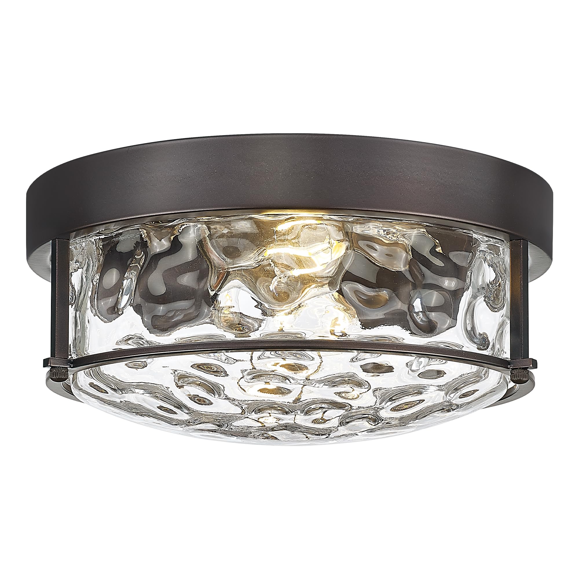 FEMILA 12in Flush Mount Ceiling Light, Water Ripple Glass, Oil Rubbed Bronze, Model 4FTJ22WG-F ORB