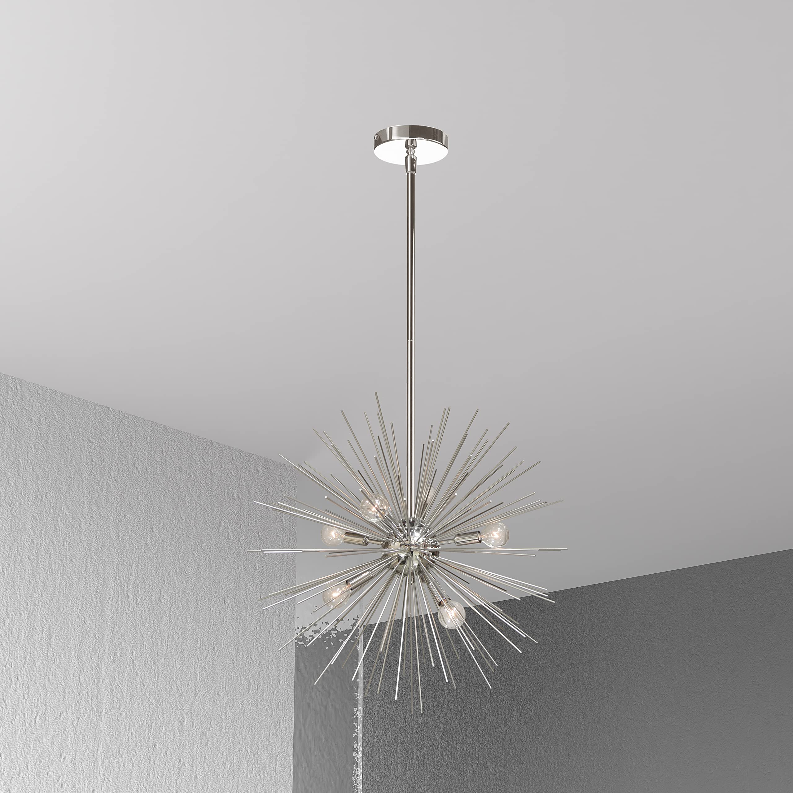 Dainolite 6Lt Pendant, Silver & Polished Chrome Finish