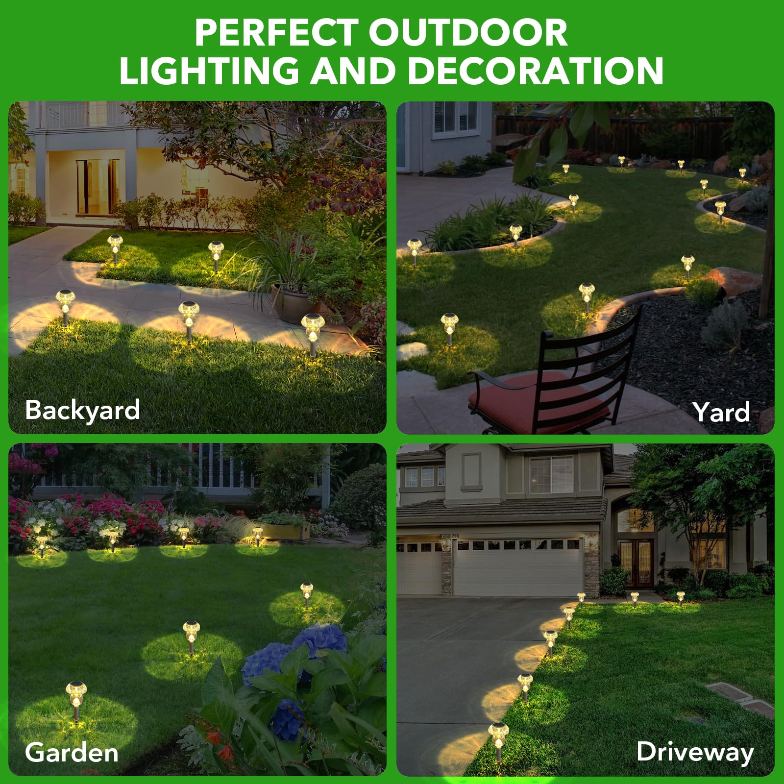 Solar Lights Outdoor, 16 Pack Solar Pathway Lights Outdoor, Solar Powered Led Mushroom Solar Garden Lights, Outdoor Solar Lights