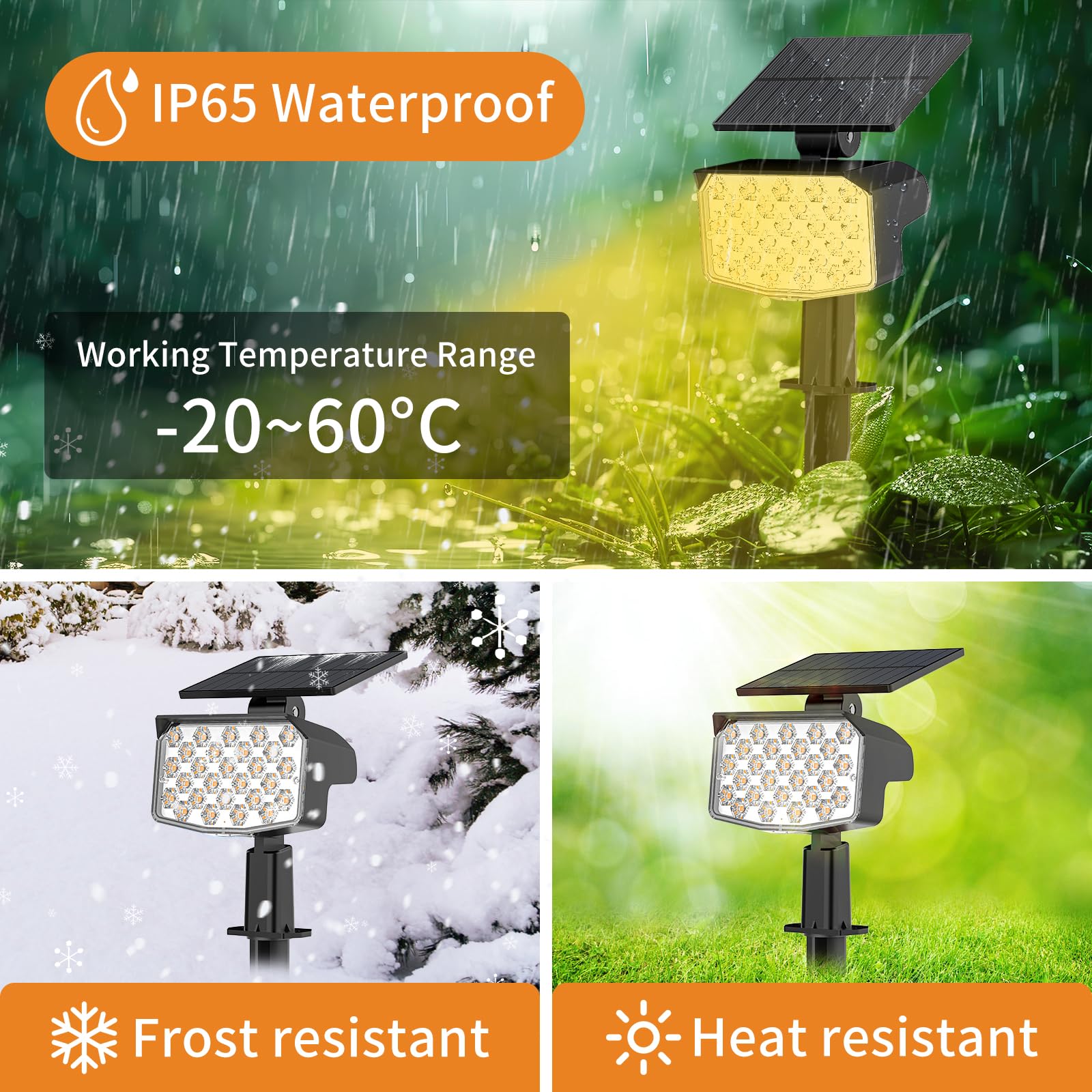 WELALO Solar Spot Lights, 10 Pack, Adjustable, 3 Modes, IP65 Waterproof, Warm White