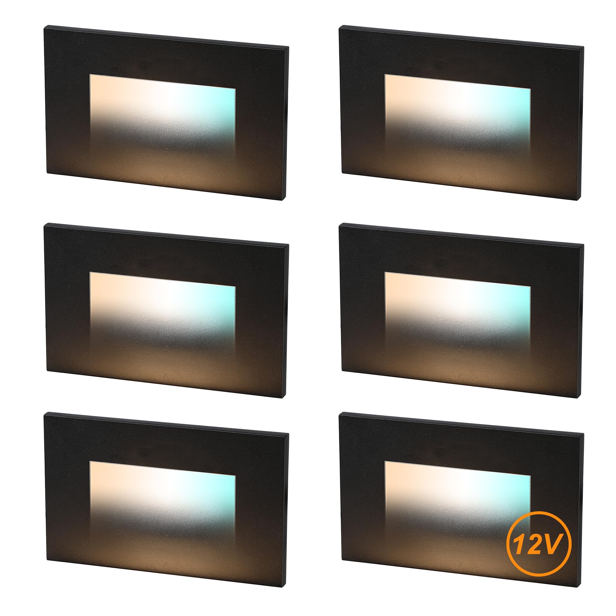 CLOUDY BAY LED Step Light, 12V Low Voltage, 3 Color 3000K/4000K/5000K, Black, Aluminum, Model: CBST003BK3