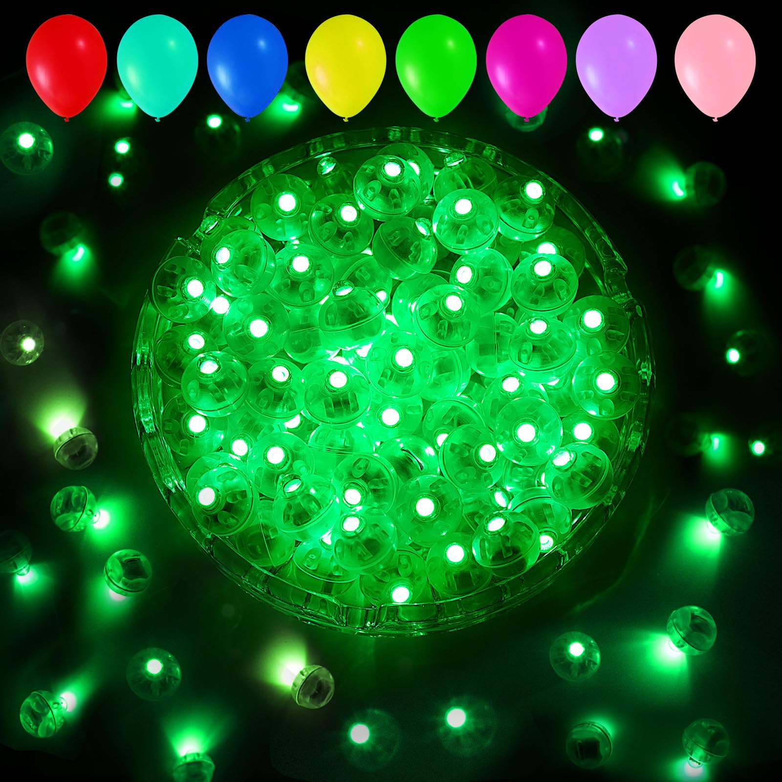 Aogist Balloon Lights, Waterproof Twinkle LED Ball Lamp, 100 PCS, Green-Flash, Battery Powered for Party, Wedding, Christmas, Halloween
