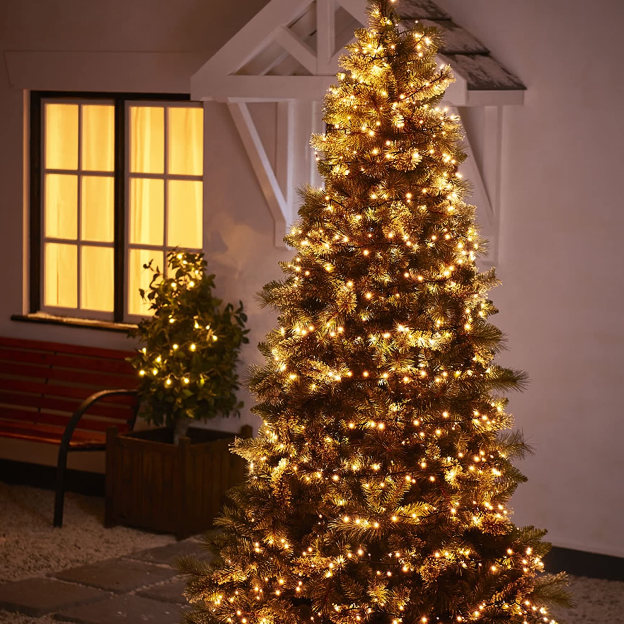 Dazzle Bright Warm White Christmas String Lights, 82Ft 1000 Led Waterproof Green Wire Fairy Lights With 8 Modes, Outdoor Lights