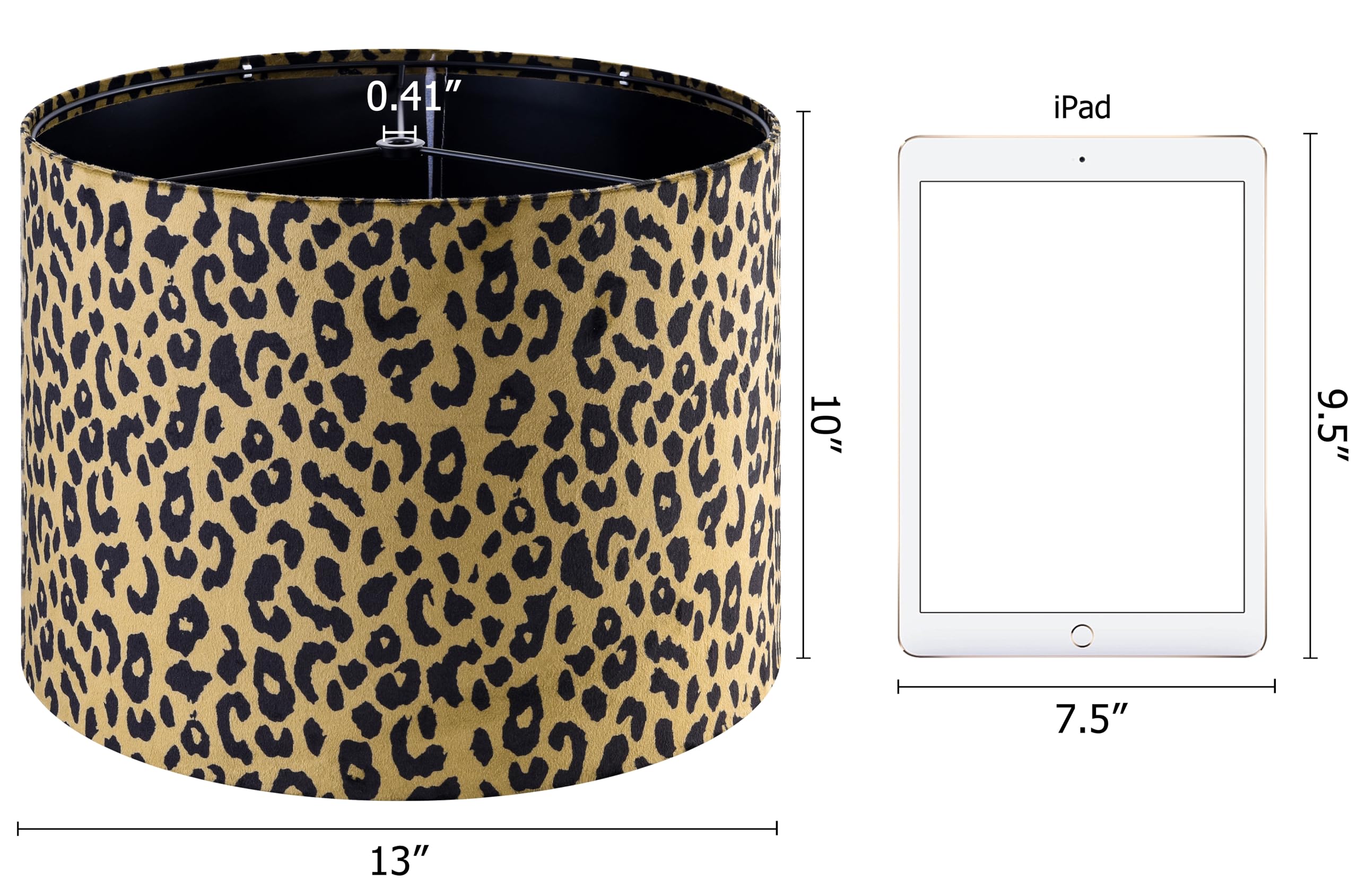 Goso Drum Leopard Lamp Shades For Table Lamps Set Of 2 Medium- Yellow Polka Dots Fabric Diy Lampshades -13'' Top X 13'' Bottom X