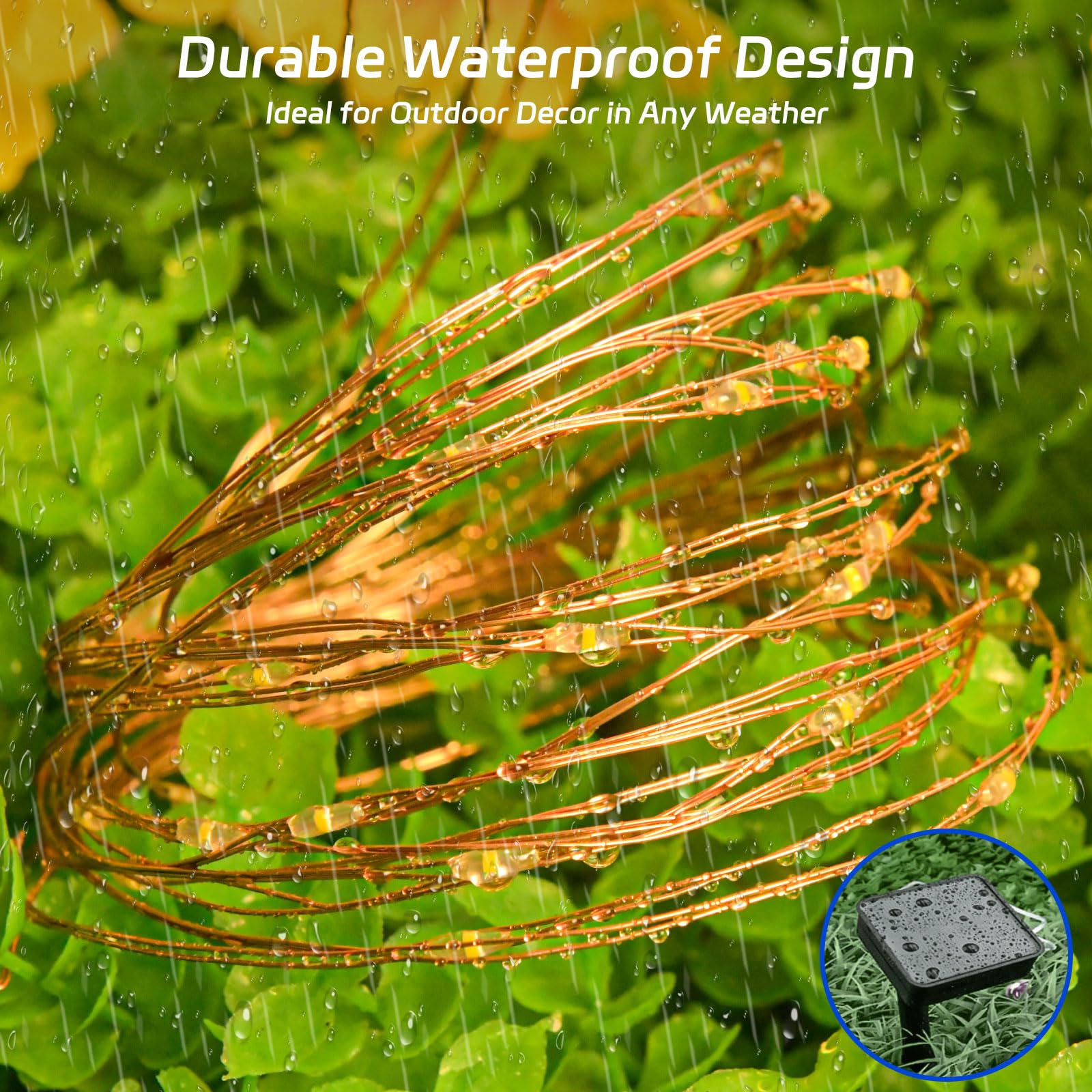 Cshare Solar Fairy Lights Outdoor Waterproof,16.4Ft 50Led Solar String Lights For Outside 8 Modes 2 Packs For Christmas Hallowee