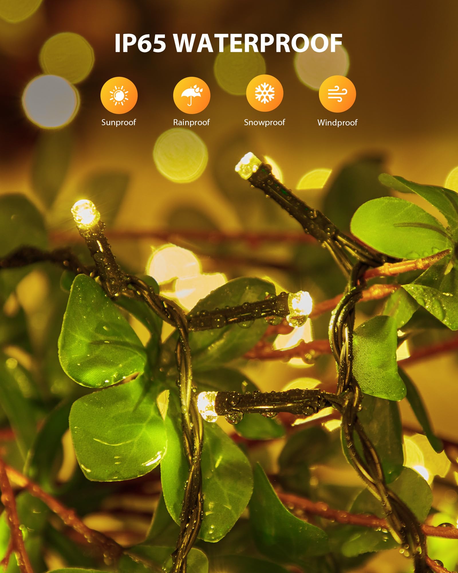 Brightown Solar String Lights 92Ft, 240 LED, Waterproof, 8 Modes, Warm White, 2 Pack for Patio, Yard, Garden Decorations