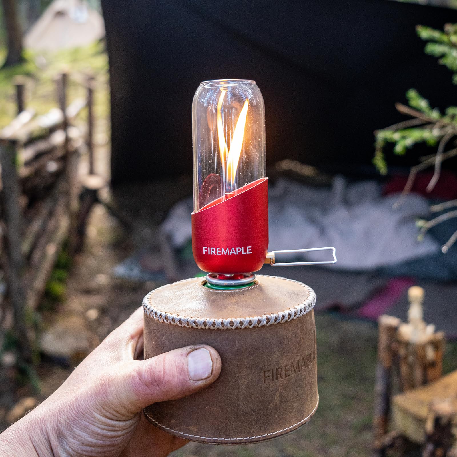Fire-Maple Orange Camping Lantern | Propane/Isobutane | Metal | Red