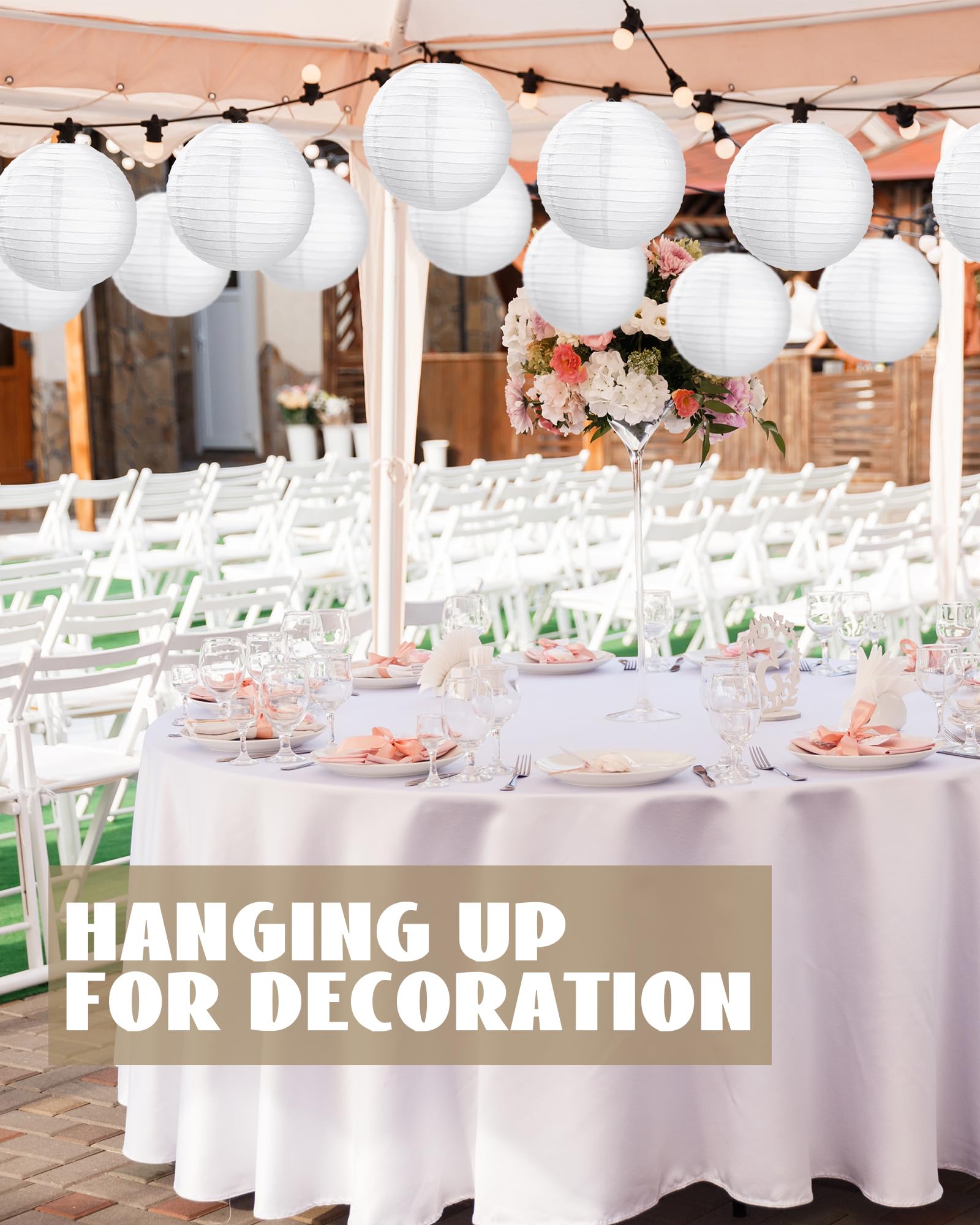 Treela 90 Pack 10 Inches White Chinese Japanese Paper Lanterns Decorative Hanging Ball Lanterns Round Paper Lantern Lamps For Wedding Birthday Party Baby Shower Home Decorations