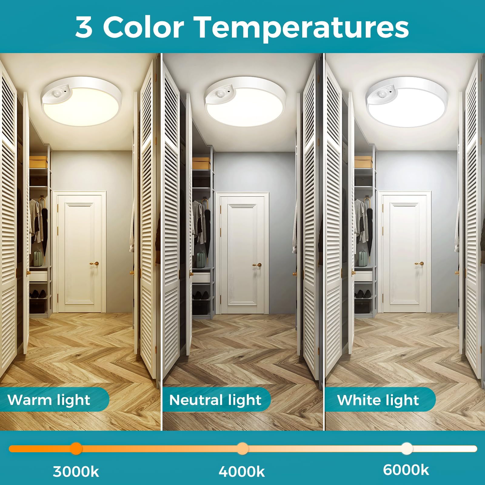 Funlenry 2 Pack Rechargeable Motion Sensor Ceiling Light With Remote - 7.5Inch Battery Powered Ceiling Light For Closets, Shower