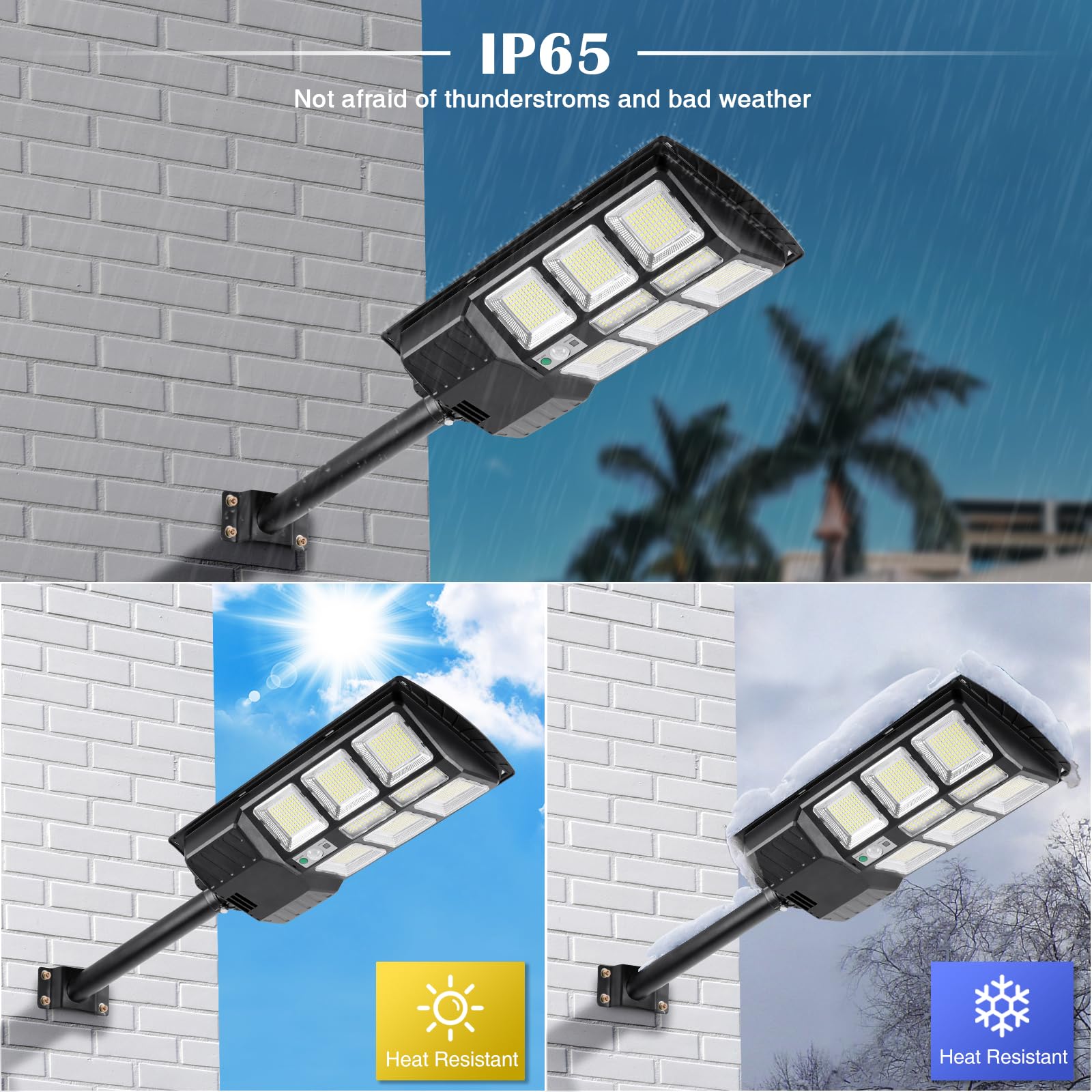 Zjojo 2800W Solar Street Lights Outdoor Waterproof, 30000Lm 728 Leds Solar Lights Outdoor Dusk To Dawn, 6500K Commercial Parking