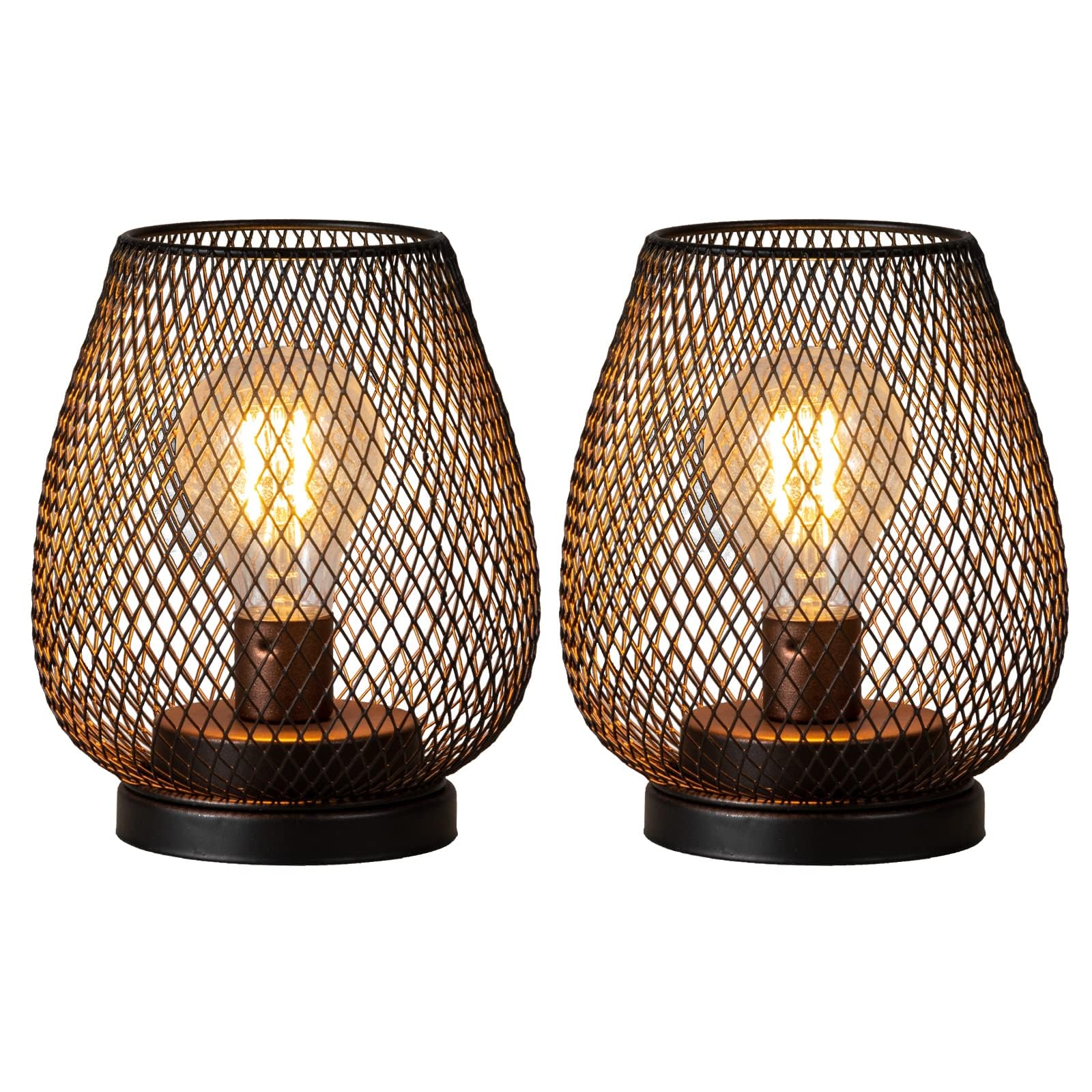 Needomo 2 Pack Battery Operated Led Lanterns, Vintage Bronze Egg Shape For Indoor/Outdoor Use
