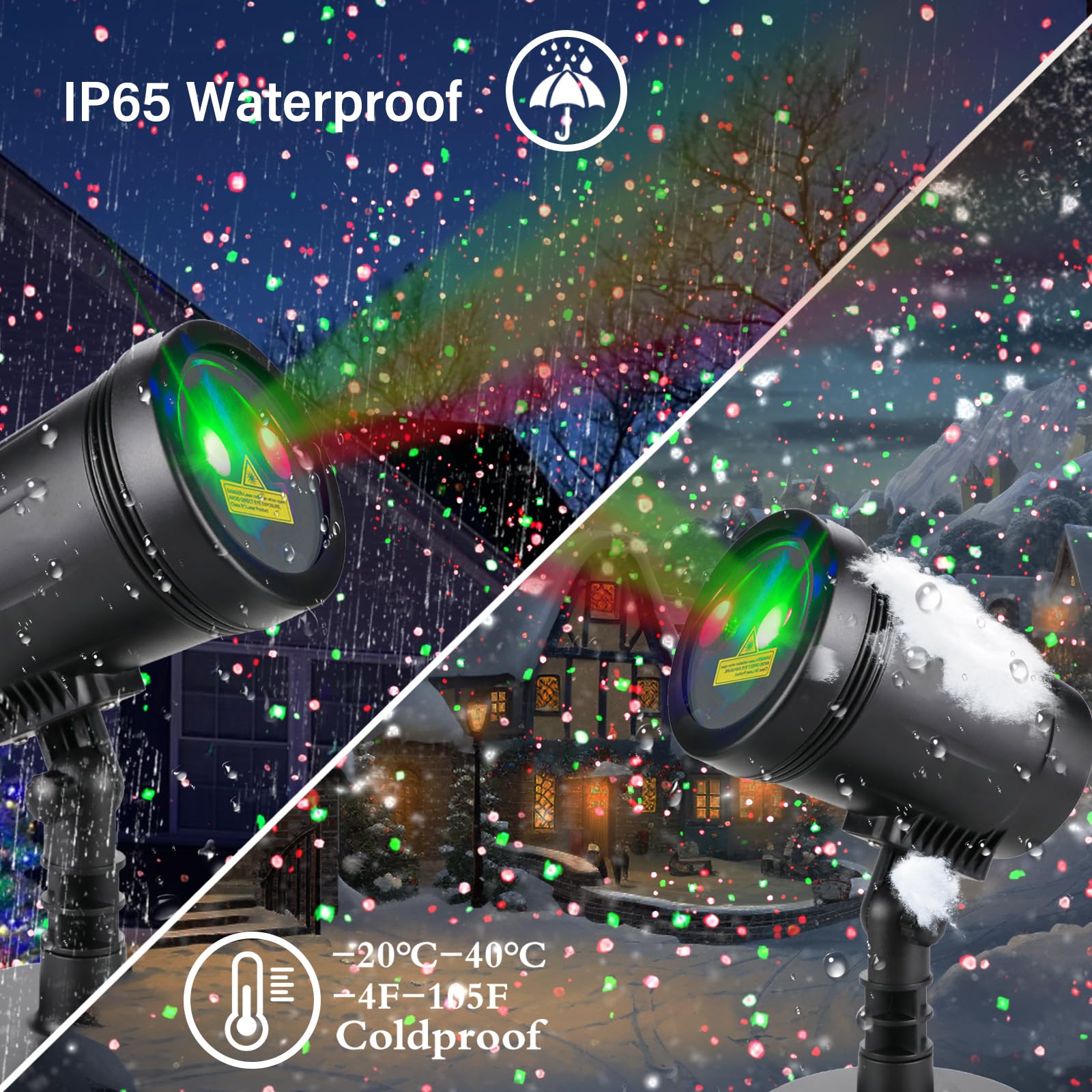 Christmas Laser Projector Lights Outdoor Indoor, 2 Colors With Red And Green Star Show, Christmas Laser Projector Lights Waterpr