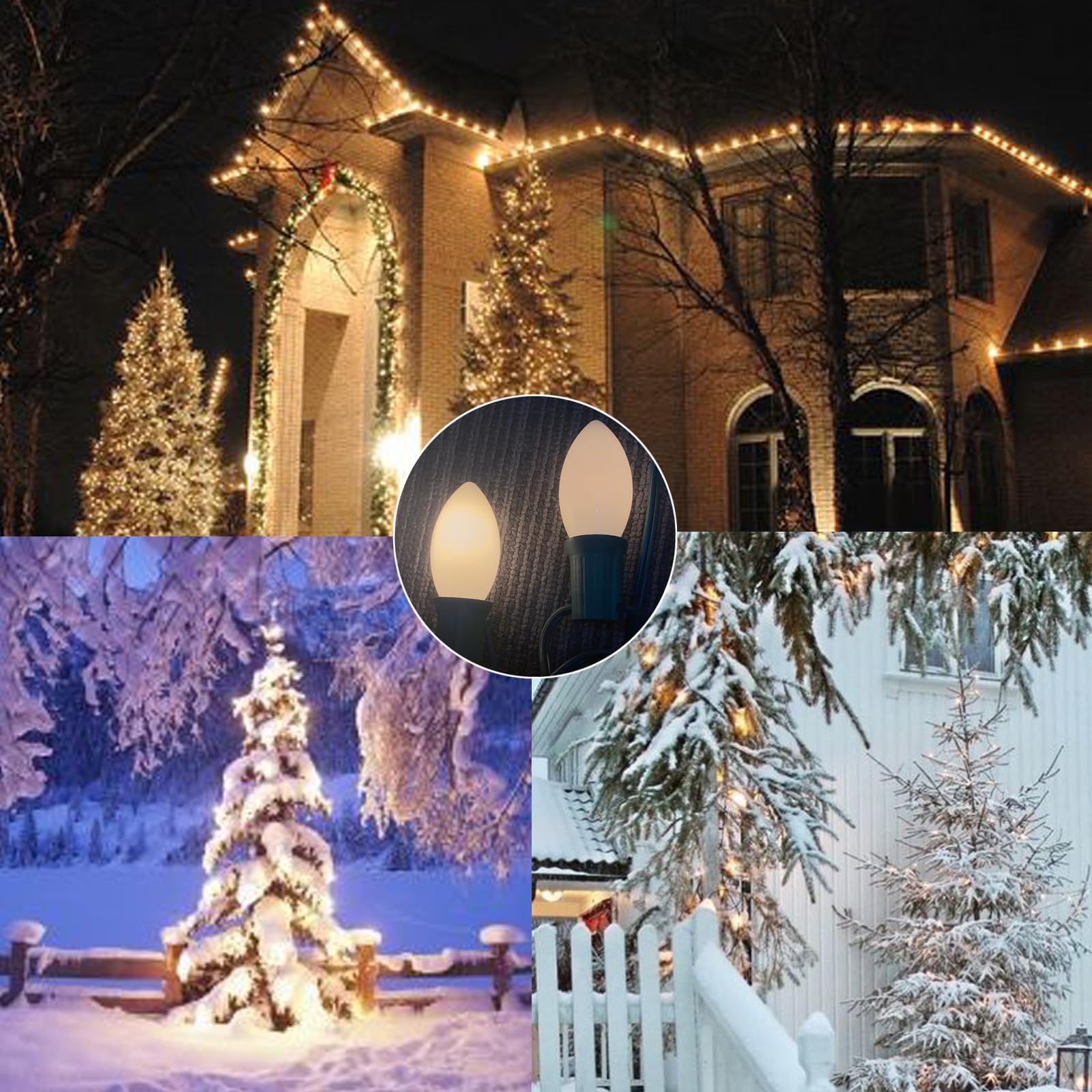 Sunsgne 25 Pack C9 Incandescent Christmas Light Bulbs, 7 Watt Night Light Bulbs For Outdoor String Lights, Candle Lamps, Night L