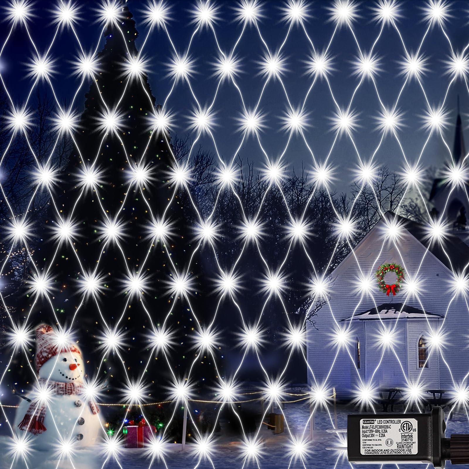 Lov high-standard 360 LED Net Lights, 21ft x 5ft, Waterproof, 8 Modes, Clear Wire, White, Model LR-(1-1000) L-SL01