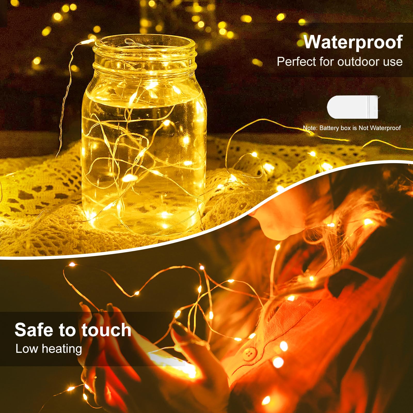 [ 30 Packs ] Fairy Lights Battery Operated String Lights 7 Ft/20 Led Minni Twinkle Battery Lights Small Fairy Lights For Mason Jars Diy Wedding Party Christmas Bedroom Decor, Warm White